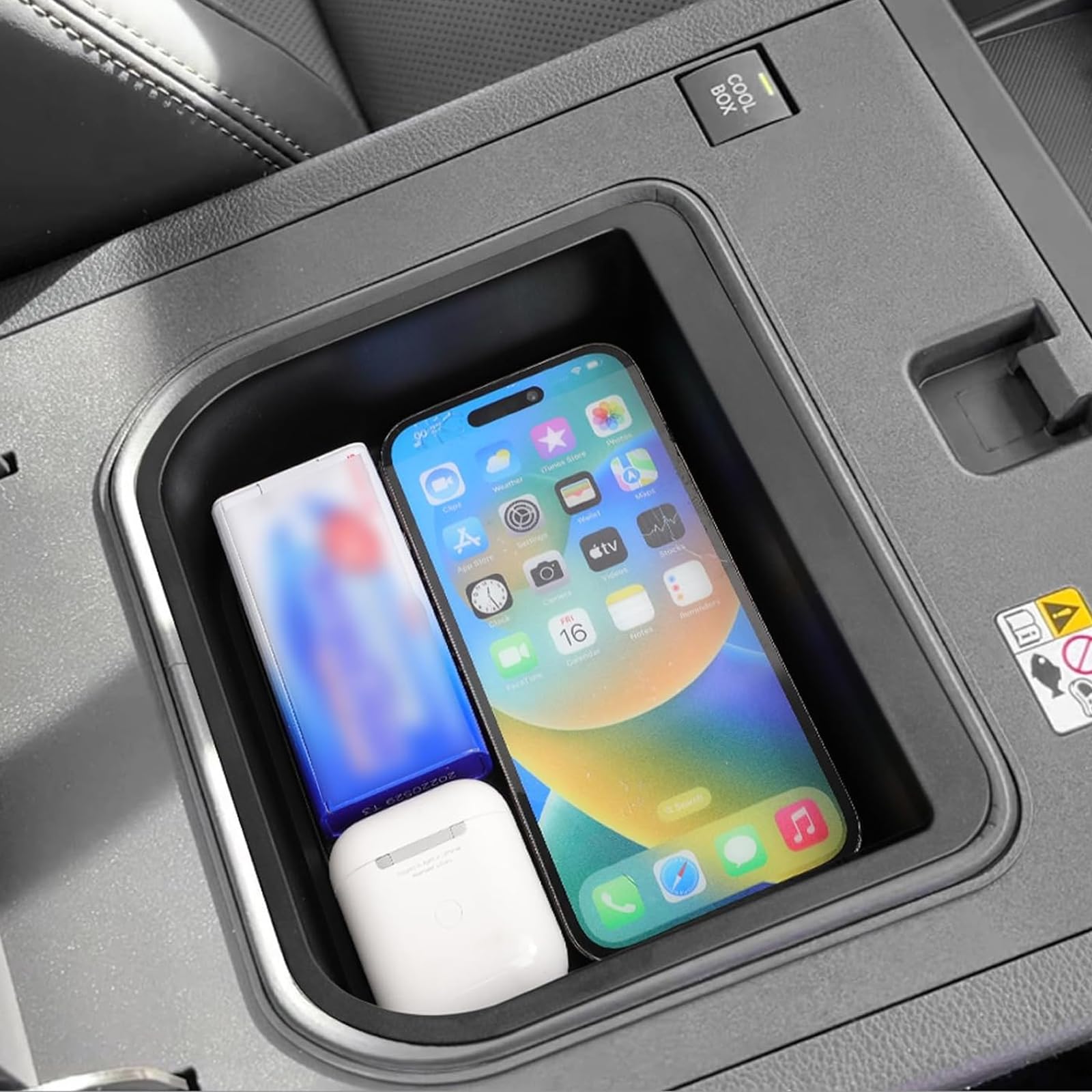 Smabee ABS Center Console Cool Box Organizer Tray for 2024-2025 Toyota Land Cruiser Prado 250 & Lexus GX 550 - Armrest Storage Accessory (Black) | Perfect for Road Trips, Camping & Daily Commute