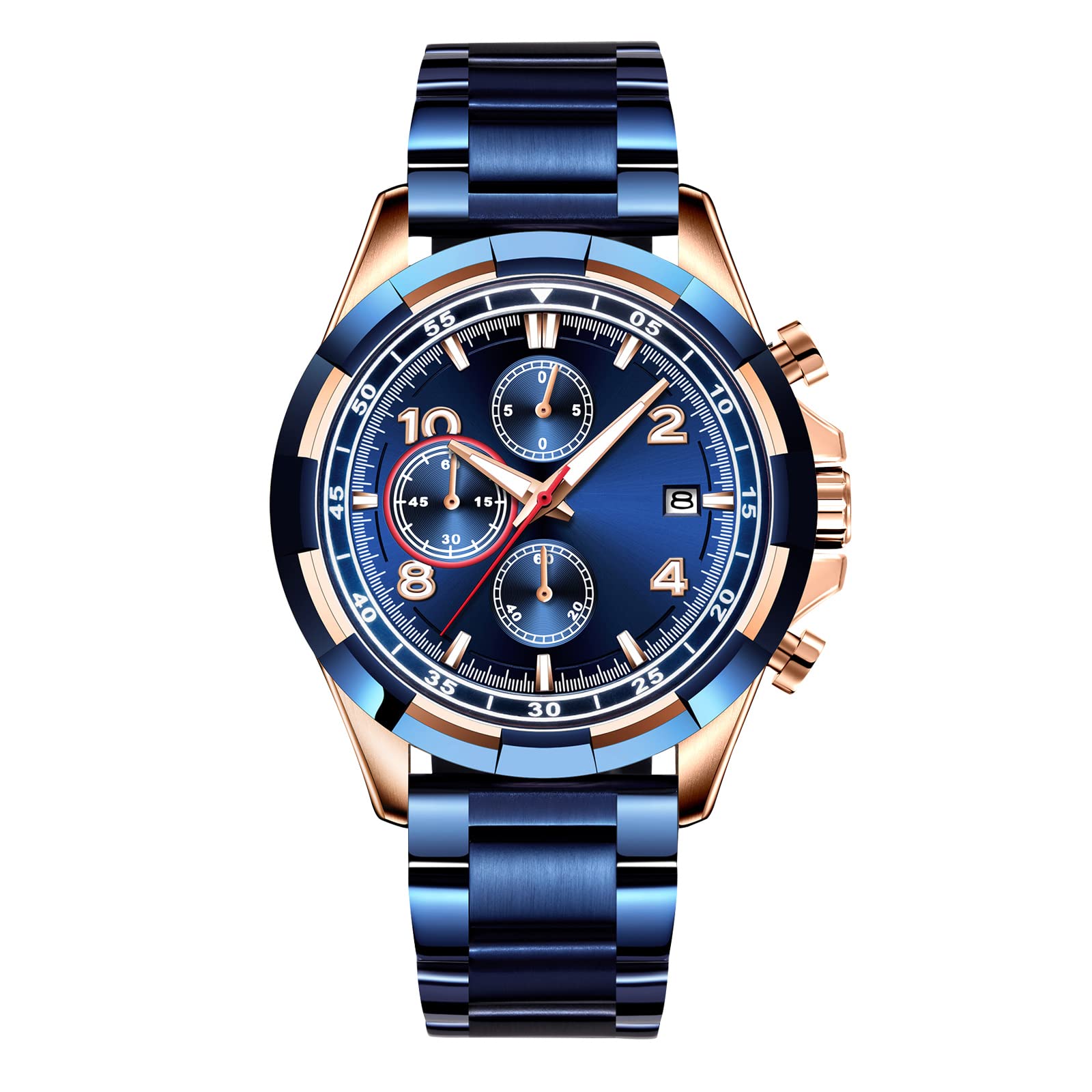 Premium RORIOS Men's Business Watch - Stainless Steel Strap, Date Display, Luminous Hands, Stopwatch & Multifunction - Perfect for Office, Formal Events & Professional Settings