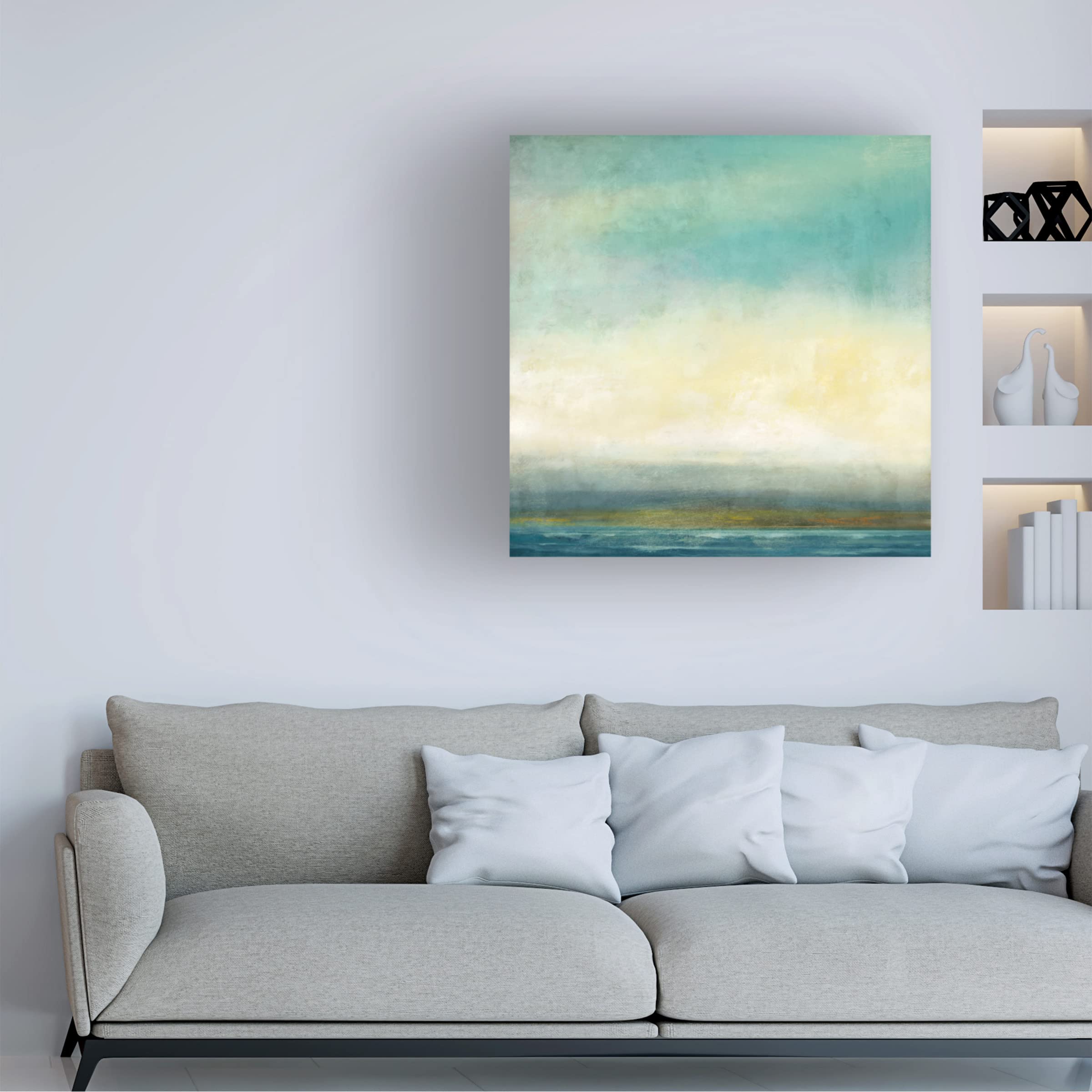 Trademark Fine Art 'Blue Tide' Canvas Art by Suzanne Nicoll | Modern Ocean Wave Painting | Perfect for Living Room, Bedroom & Office Decor