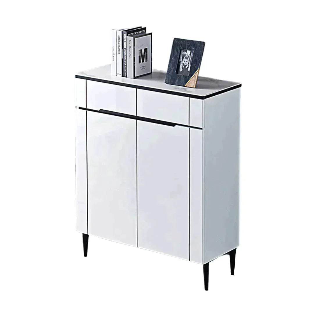 Laurell I Black 2 Door Shoe Storage Cabinet - 80cm Entryway Organizer for Shoes, Boots & Accessories | Perfect for Small Spaces & Apartment Living