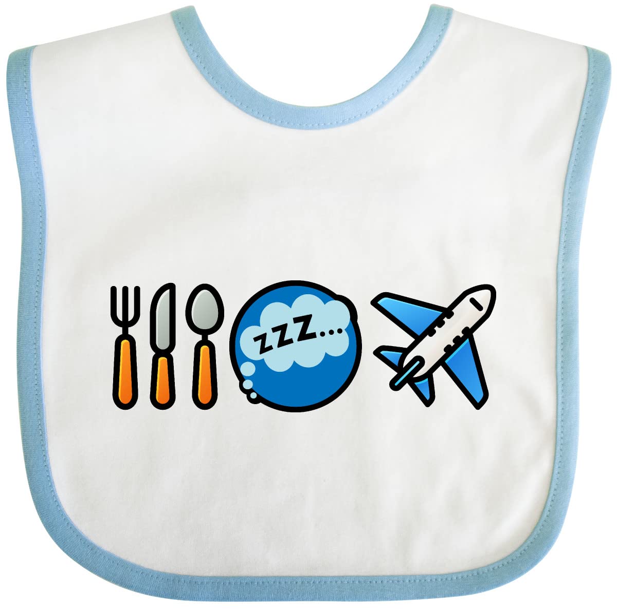 Inktastic Airplane Eat Sleep Fly Baby Bib - Soft Cotton Drool Bibs for Infants & Toddlers - Perfect for Travel, Feeding, and Playtime