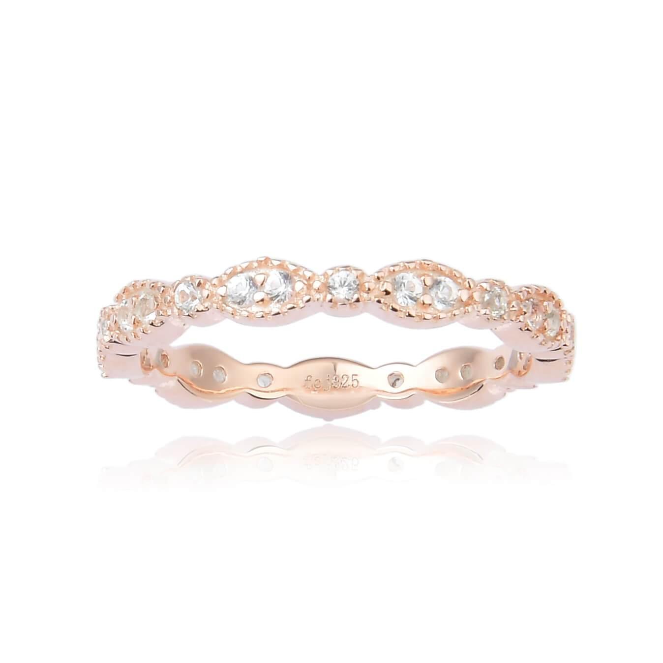White Sapphire Eternity Ring for Women - 14K Gold Wedding Band, Anniversary Gift for Her - Perfect for Engagement, Proposal & Special Occasions