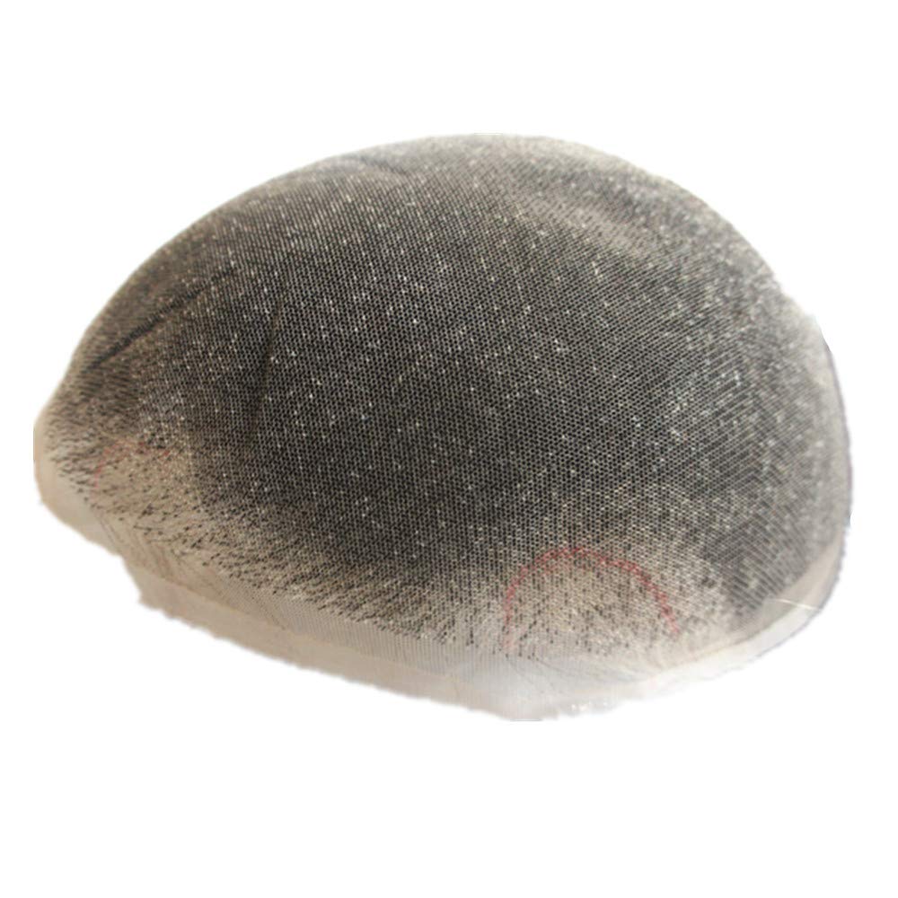 Natural Black & 40% Gray Human Hair Toupee for Men - 10x8
