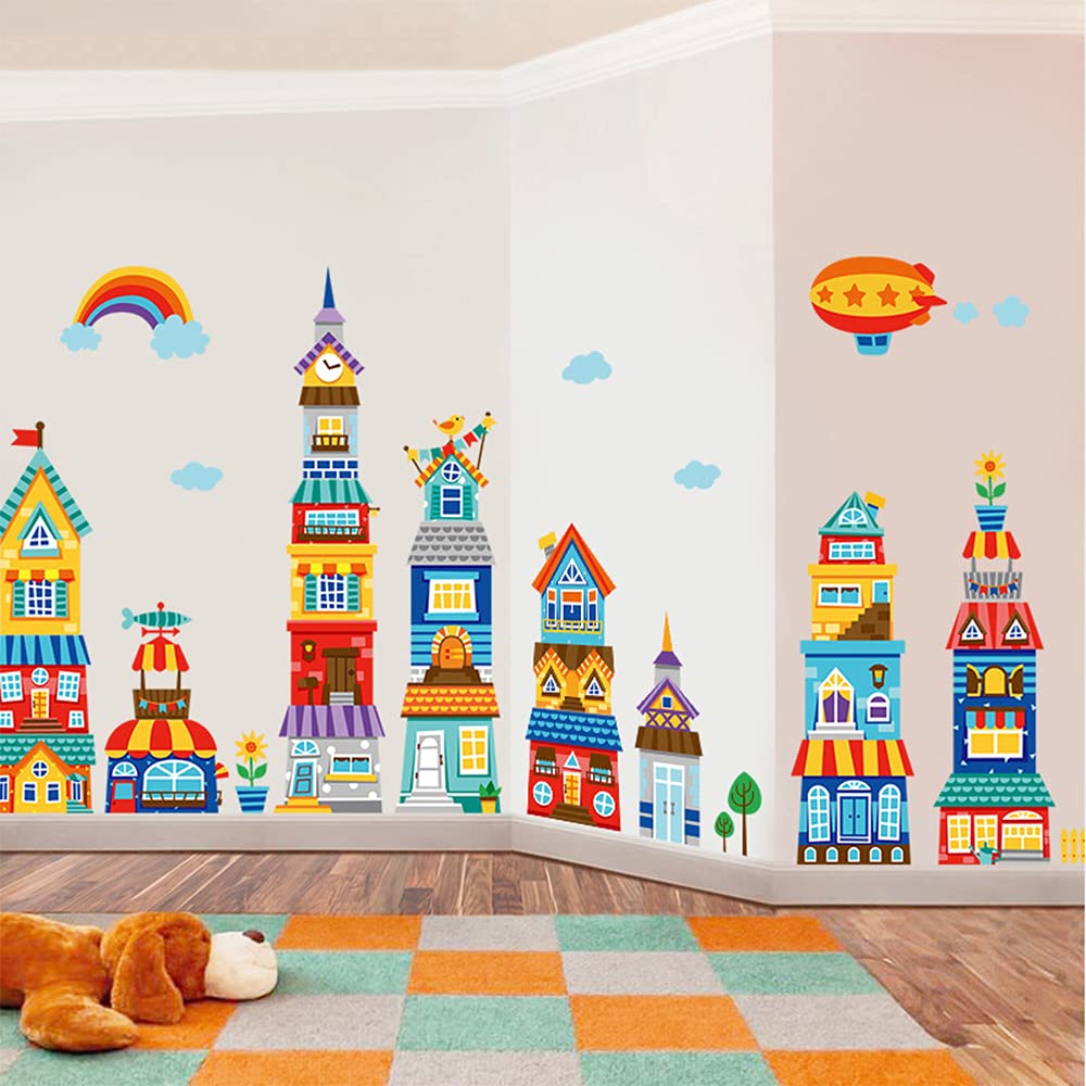 Cartoon Kids Room Wall Stickers - 6pcs Large Self-Adhesive Nursery Decor for Playroom, Kindergarten & Baby Rooms | Cute Home Decoration for Children's Bedroom & Living Room - Perfect for DIY Wall Art and Play Area Design