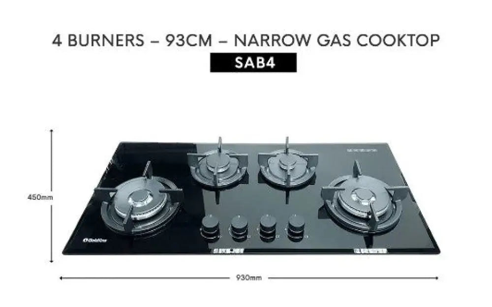 Goldline SAB4GLB 36-Inch Black Glass Natural Gas Cooktop - 4 Burner Stove Top for Modern Kitchen Cooking