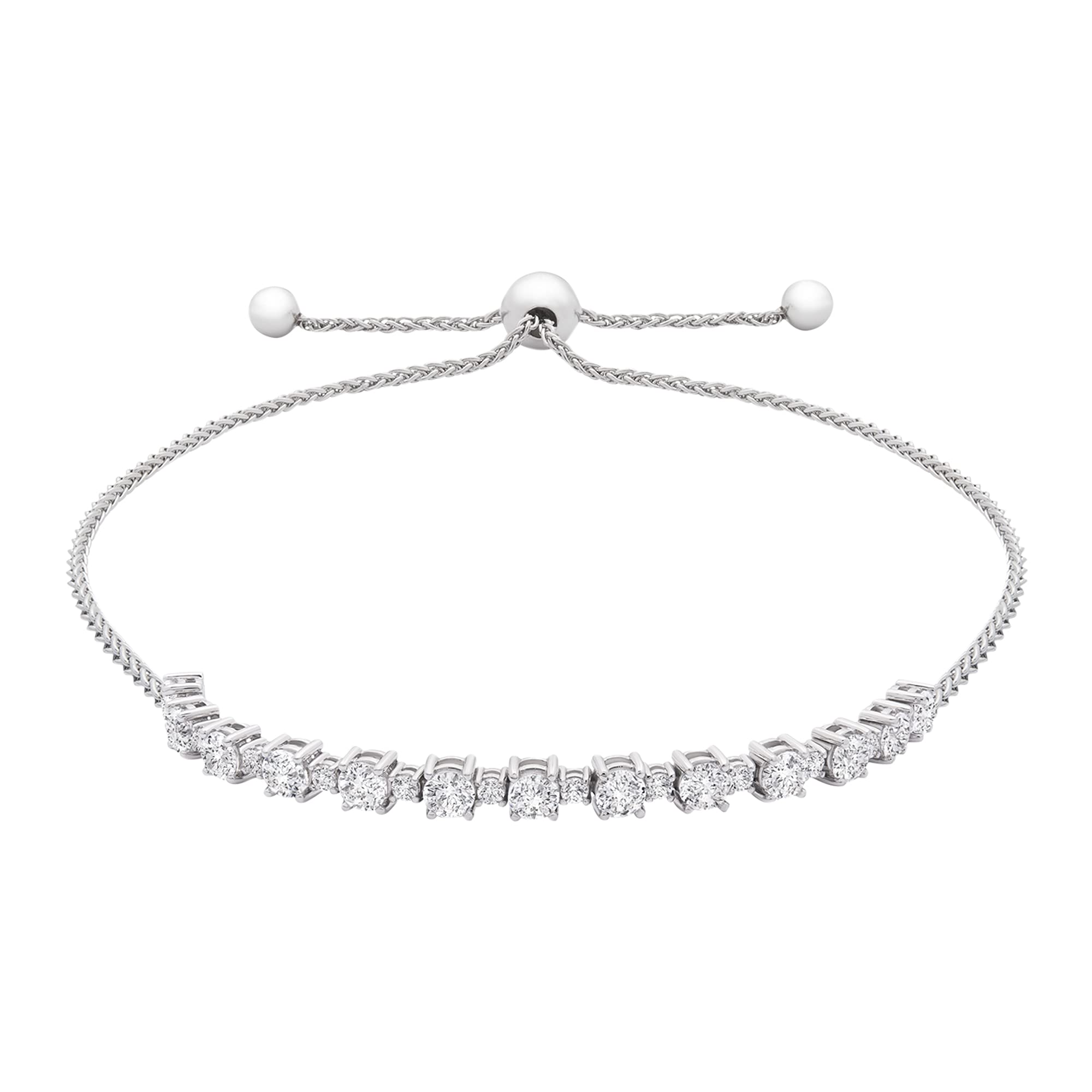 Timeless Love Sterling Silver & White Sapphire Adjustable Bolo Bracelet for Women - 9.5