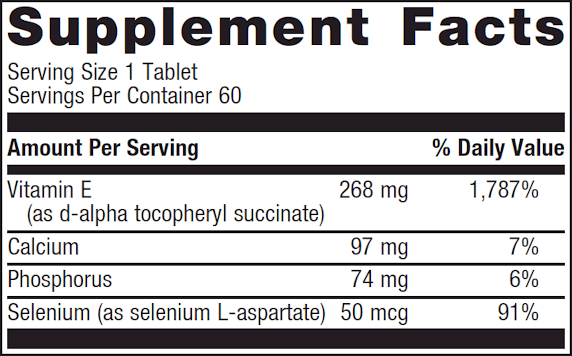 E 400 Selenium Supplement - 60 Capsules | Antioxidant Support for Immune System & Thyroid Health | Daily Wellness for Adults