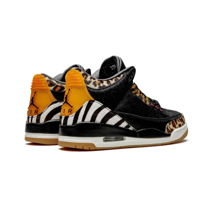 Air Jordan 3 Retro Animal Safari Sneakers - Black/Multi-Color/Dark Mocha Basketball Shoes for Men | Streetwear Fashion & Casual Wear