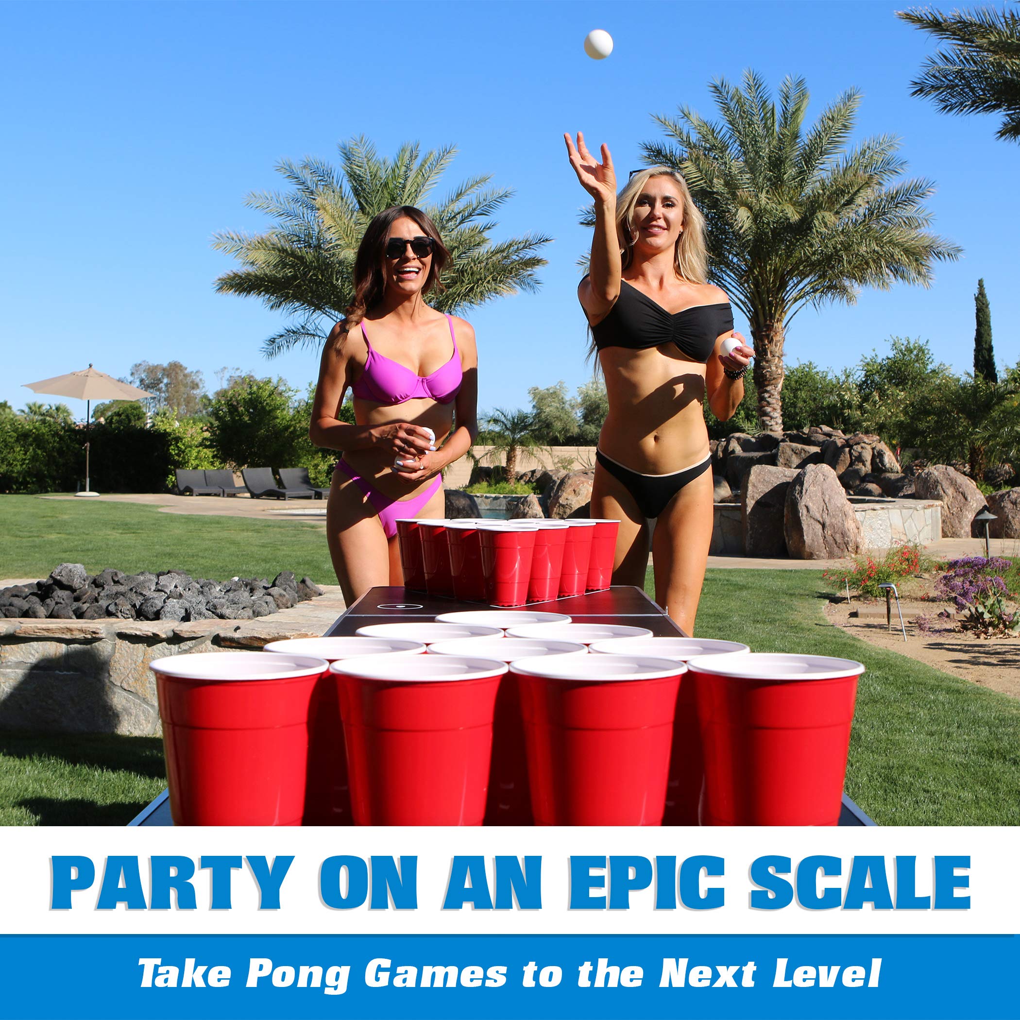 GoBig 36oz Giant Red Party Cups (50 Pack) - Extra Large Plastic Cups for Parties, Holds Twice as Much as Standard Cups - Includes 4 XL Beer Pong Balls - Perfect for College Parties, Tailgates & Outdoor Events