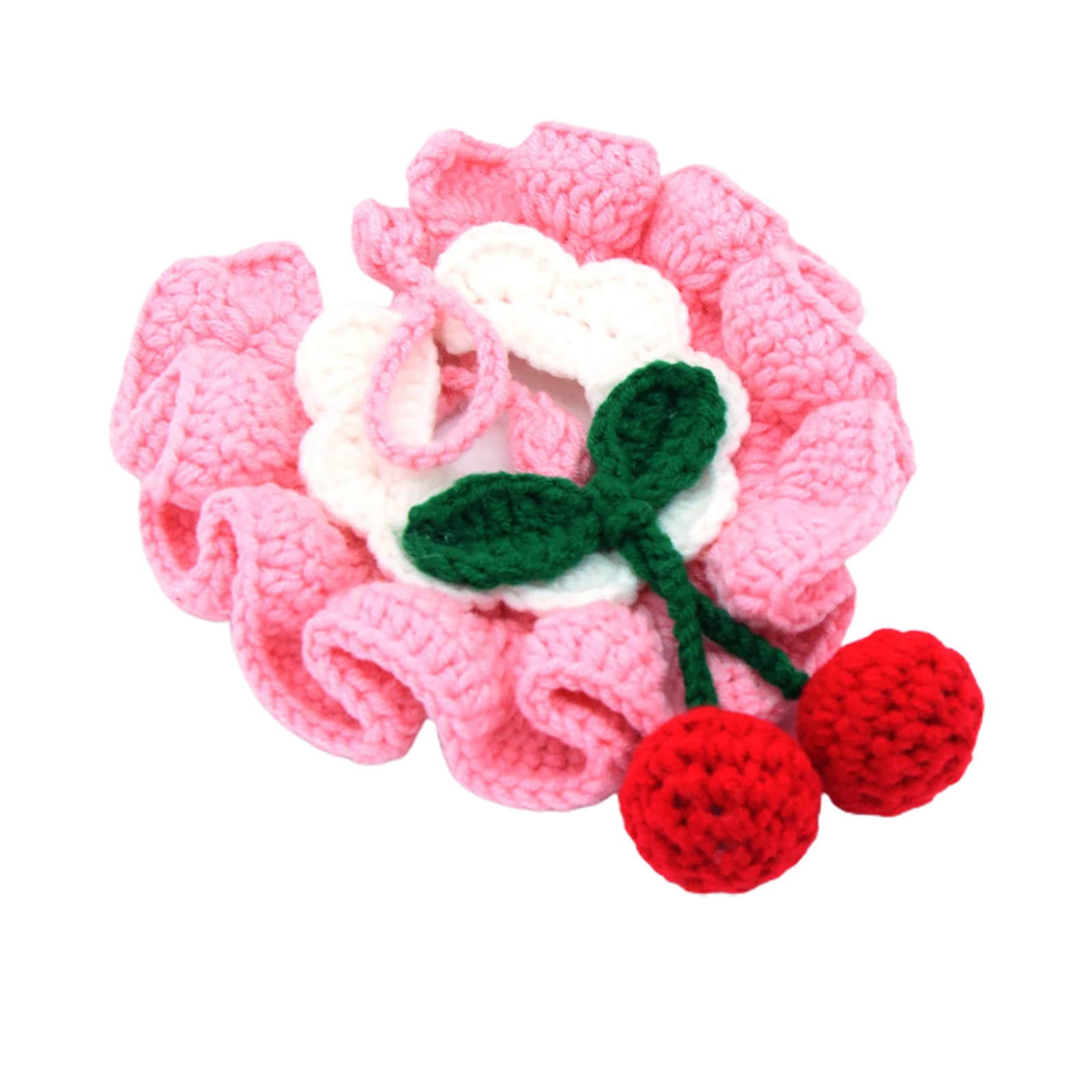 Handmade Knit Cat and Dog Collar - Cute Woolen Pet Bibs, Christmas Costume Accessories for Cats & Dogs - Perfect Gift for Pet Lovers (Pink, XS 15-20cm) - Ideal for Holiday Photos, Birthday Parties & Daily Pet Fashion