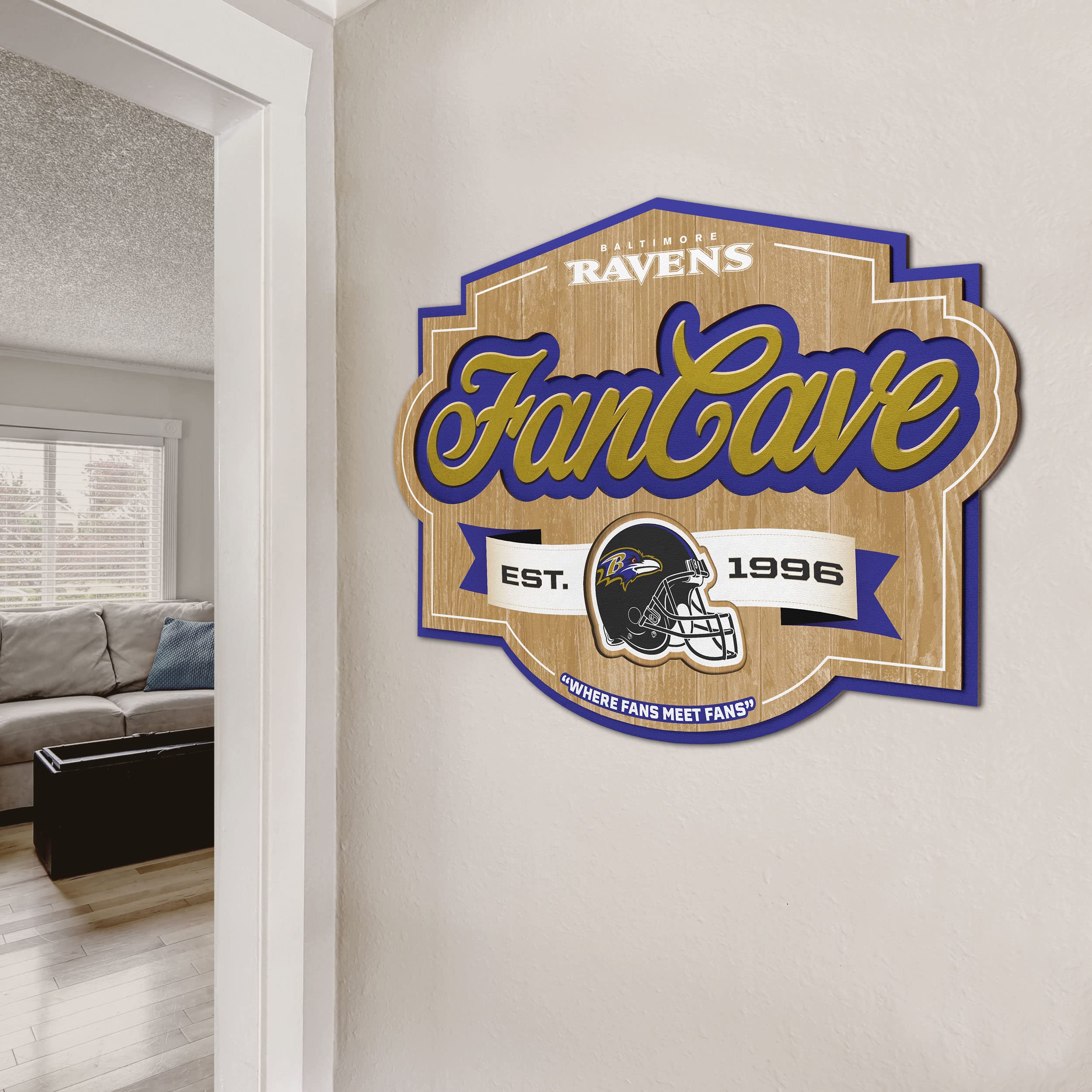 YouTheFan NFL Team Logo Metal Fan Cave Sign - Officially Licensed Football Man Cave Decor for Game Room, Basement & Sports Bar Wall Art