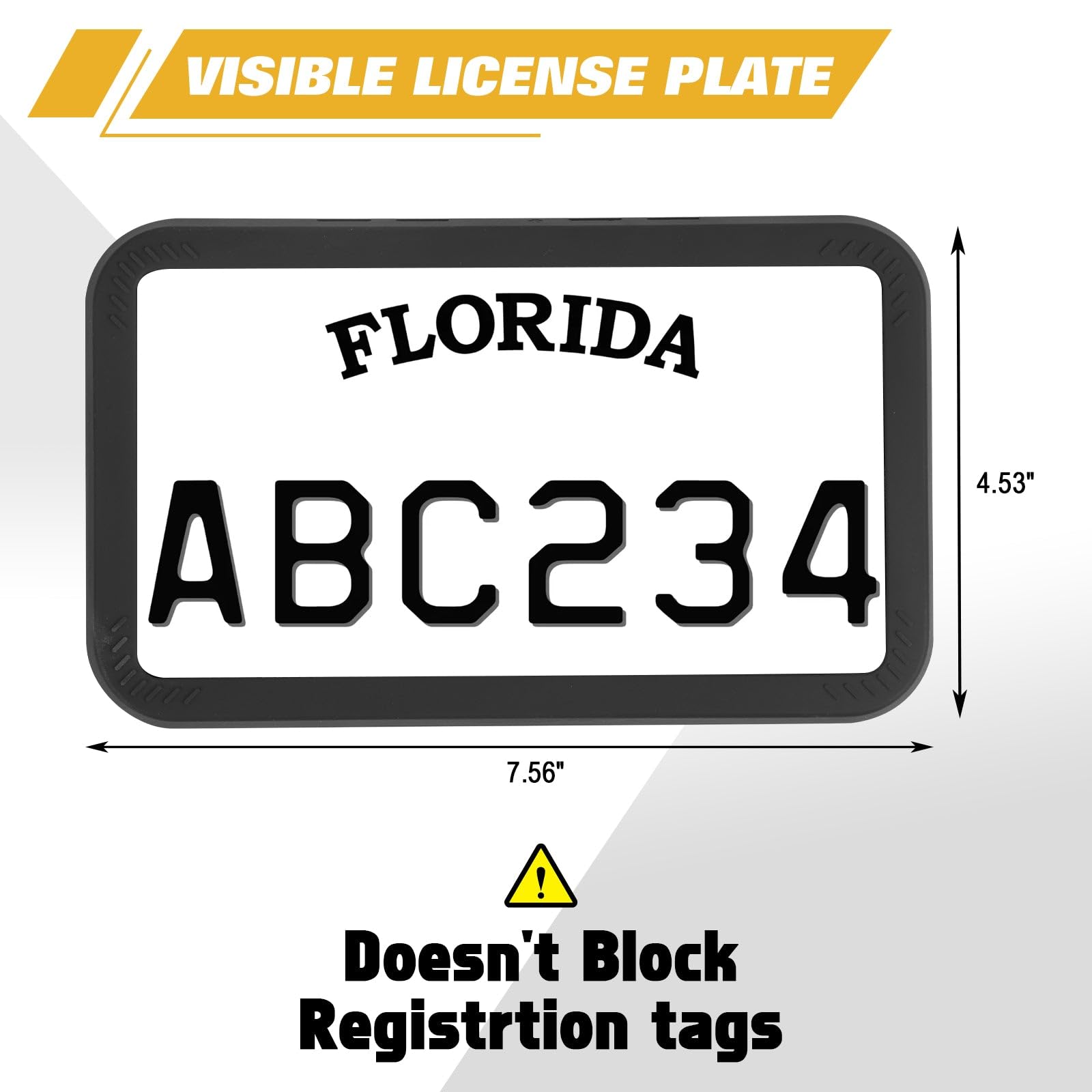 Premium Motorcycle Silicone License Plate Frame - Rustproof, Rattleproof, Weatherproof Black Plate Holder (7.56