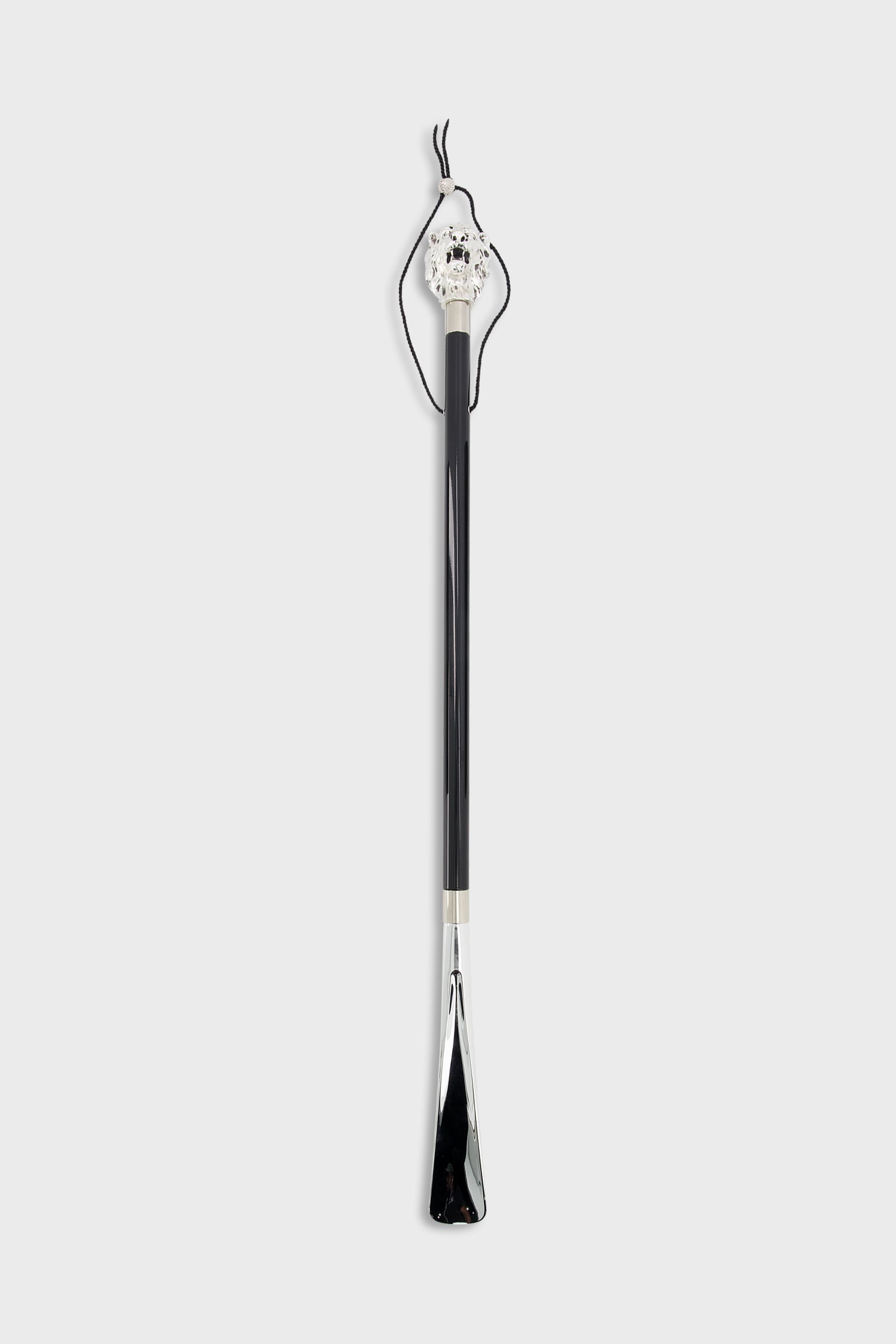 Pasotti Premium Black & Silver Lion Handle Shoehorn - Elegant Long Shoe Horn for Men & Women - Perfect for Dress Shoes, Boots, and Easy Slip-On
