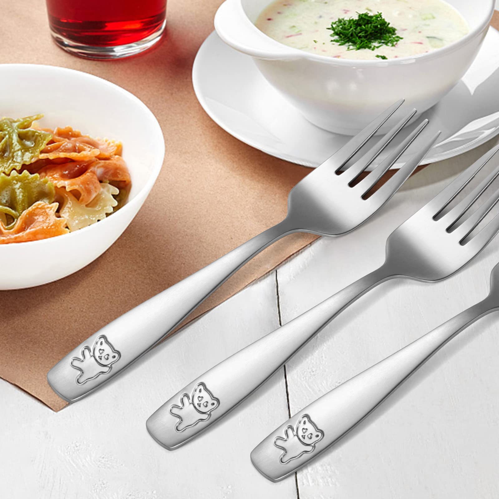 Pimoys 9-Piece Stainless Steel Toddler Forks Set - Safe Kids Flatware for Self Feeding | Dishwasher Safe Baby Utensils | Perfect for Home, Travel & Daycare Use