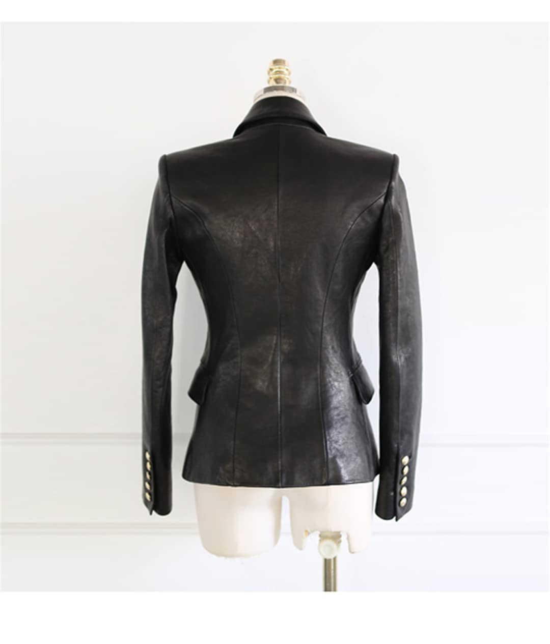 2022 Women's Black Faux Leather Biker Jacket with Buttons & Turn-Down Collar - Spring Autumn Basic Coat for Casual Outfits & Motorcycle Riding (Size M)