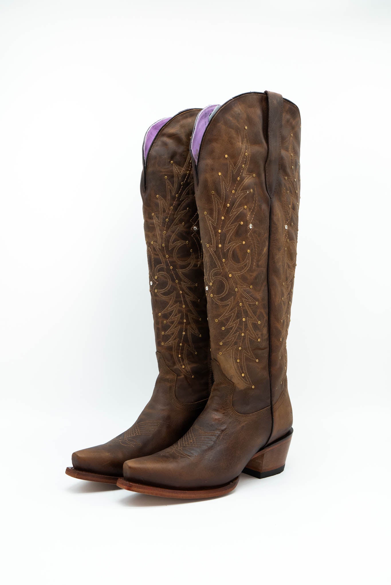 Paulina Women's Tall Wide Calf Cowgirl Boots - Comfortable Snip Toe Western Riding Boots for Country Dancing, Rodeo & Outdoor Activities