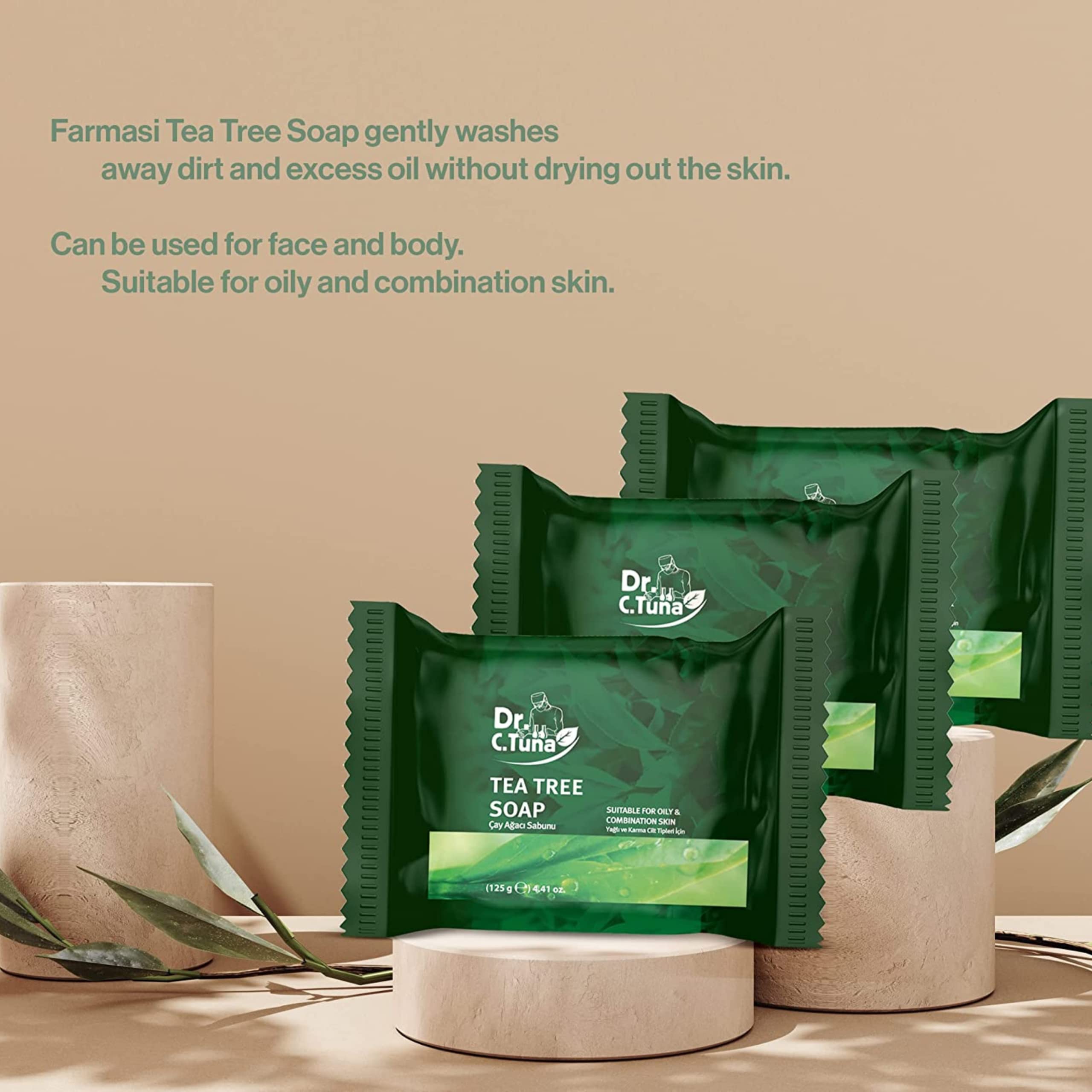 Dr. C Tuna Tea Tree Soap - 125g Antibacterial & Acne Treatment Soap for Face & Body - Natural Skin Care for Oily, Acne-Prone Skin - Perfect for Daily Cleansing & Post-Workout Use