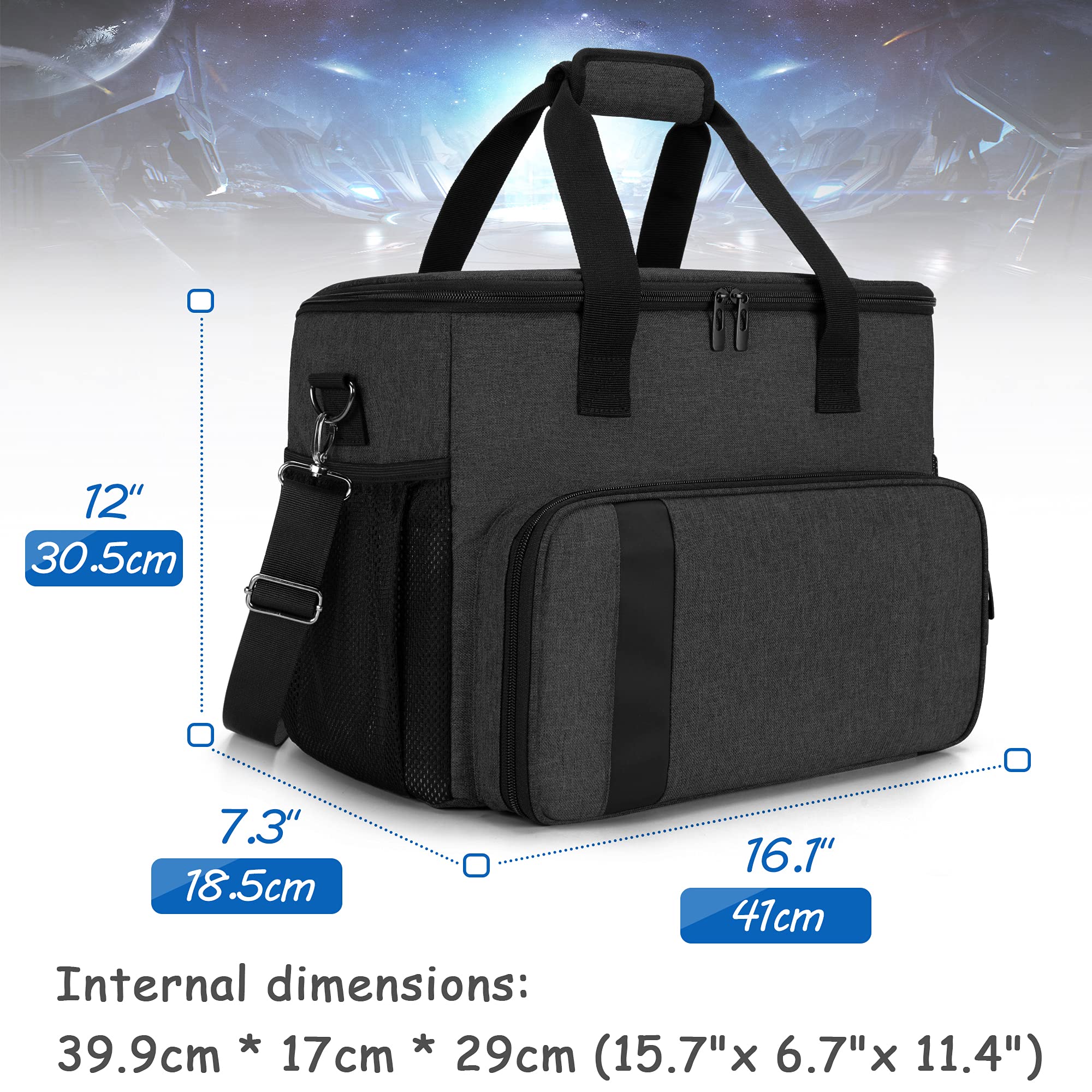 CURMIO Universal Gaming Console Carrying Case - Compatible with PS5, PS4, PS4 Pro, Xbox Series S/X, Xbox One & 360 - Protective Storage Bag for Controllers & Accessories (Black) - Perfect for Travel, Storage & Gaming Parties