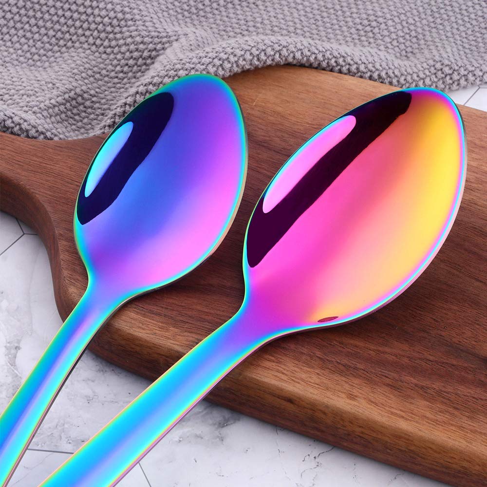 BuyGo 12-Piece Stainless Steel Kitchen Utensil Set - Rainbow Cooking Tools with Hanging Loop, Mirror Polish & Dishwasher Safe - Perfect for Baking, Cooking & Kitchen Organization