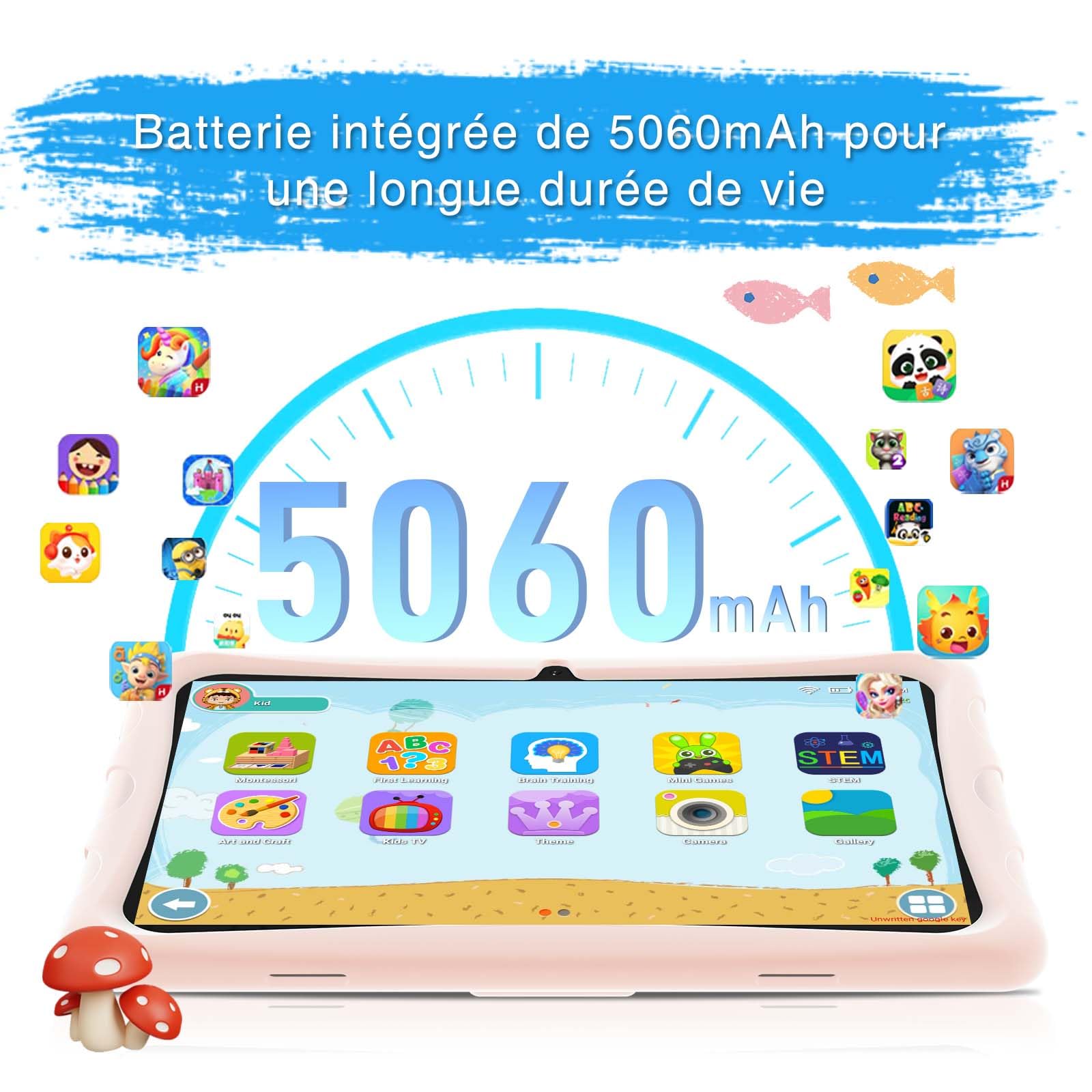 DOOGEE U10 Kids Tablet 10.1 Inch HD IPS Screen, Android 14 OS, Quad-Core Processor, 9GB RAM + 128GB Storage (Expandable to 1TB), WiFi 6, Widevine L1 Certified, Food-Grade Silicone Case - Perfect for Learning, Entertainment & Travel for Children Ages 3-12