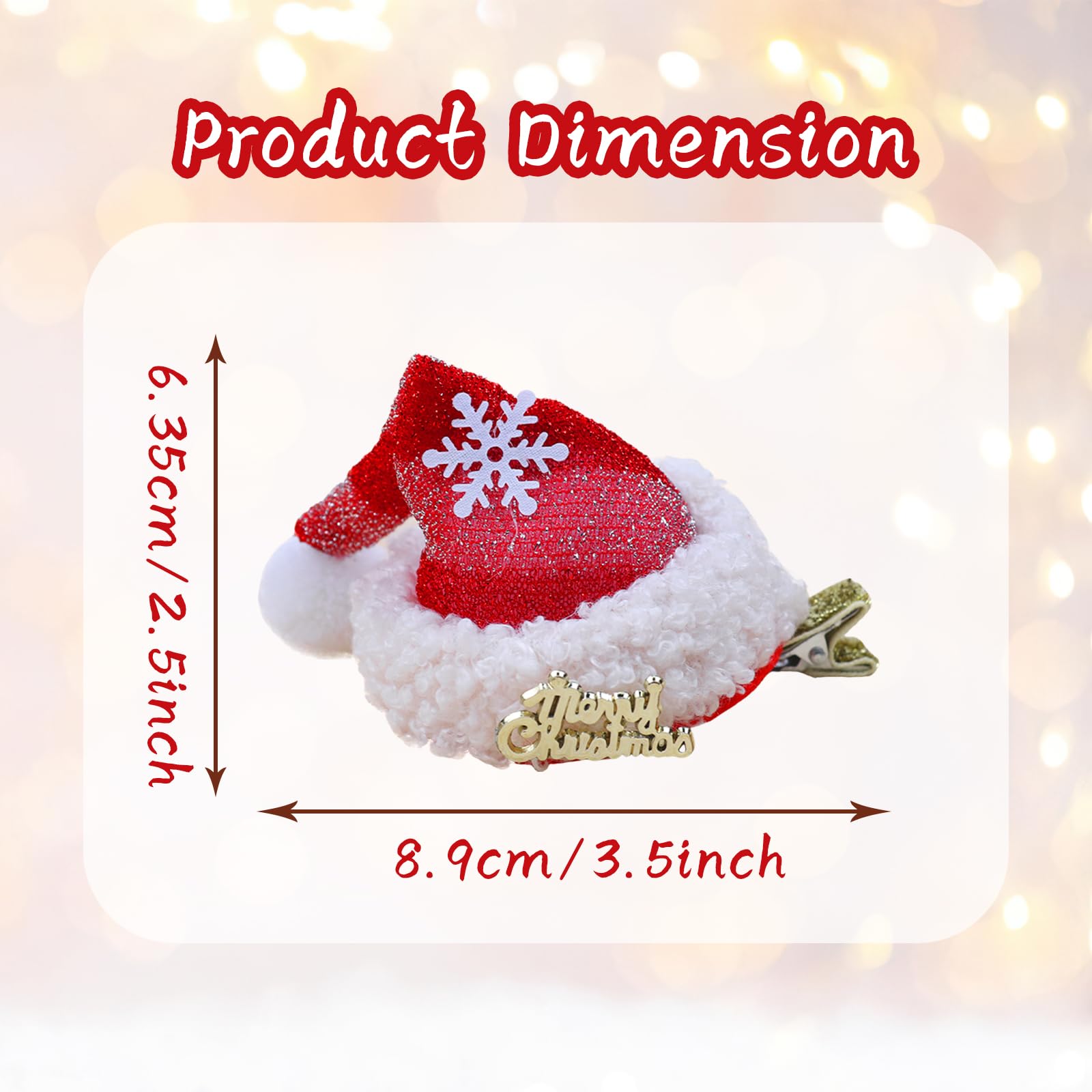 Totelux Christmas Santa Hat Hair Clips - Red Stripe Glitter Snowflake Barrettes, Cute Alligator Hair Clips for Women & Girls | Perfect for Christmas Parties, Cosplay Costumes & Festive Holiday Accessories