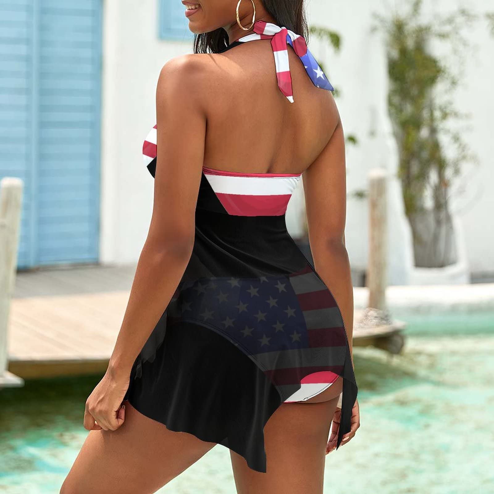 TAIZIYEAH Women's American Flag Two-Piece Bikini Set - Stylish Swimwear for Beach, Pool, and Summer Vacations