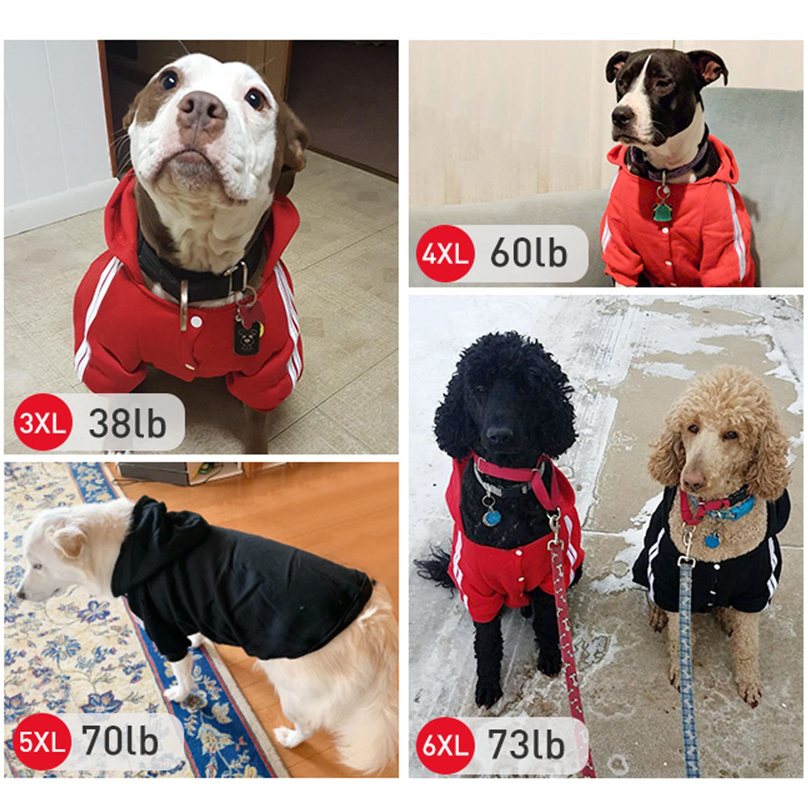 Large Dog Hoodie - Warm Winter Coat & Sweater for Medium to XL Dogs, Black 6XL - Perfect for Cold Weather Walks & Outdoor Adventures