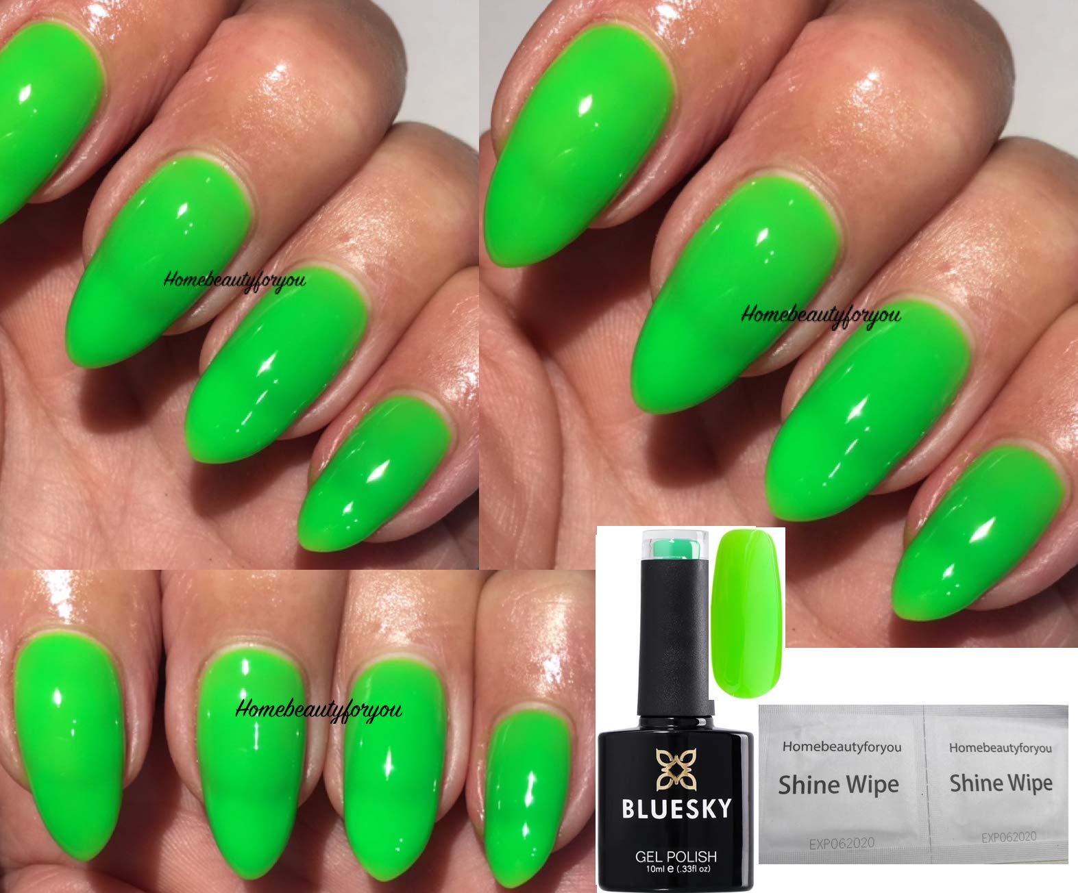 Bluesky NEON LIME GREEN GLOW & 35 LIMEADE FIZZ UV LED Soak Off Gel Nail Polish - 10ml Long Lasting Nail Art Kit (Requires UV/LED Lamp) Perfect for Salon, Home Manicure & Party Nail Designs