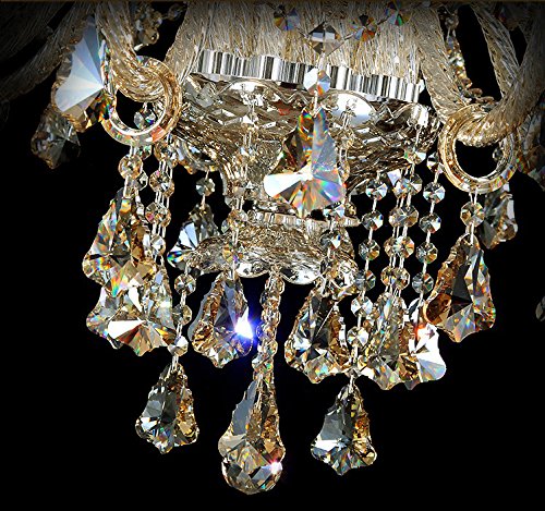 15-Light Crystal Chandelier Ceiling Fixture in Cognac - Elegant Island Lighting for Dining Room, Bedroom & Foyer Decor