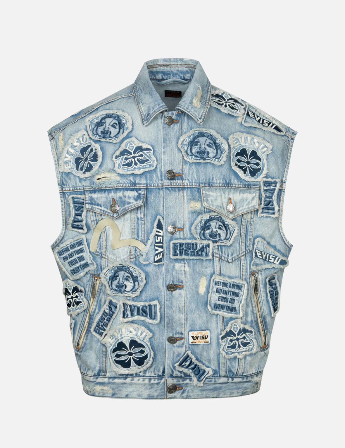 Deconstructed Loose Fit Denim Vest for Women & Men - Distressed Vintage Style Jacket with Multiple Badges | Casual Streetwear, Music Festival Outfit, Layering Essential