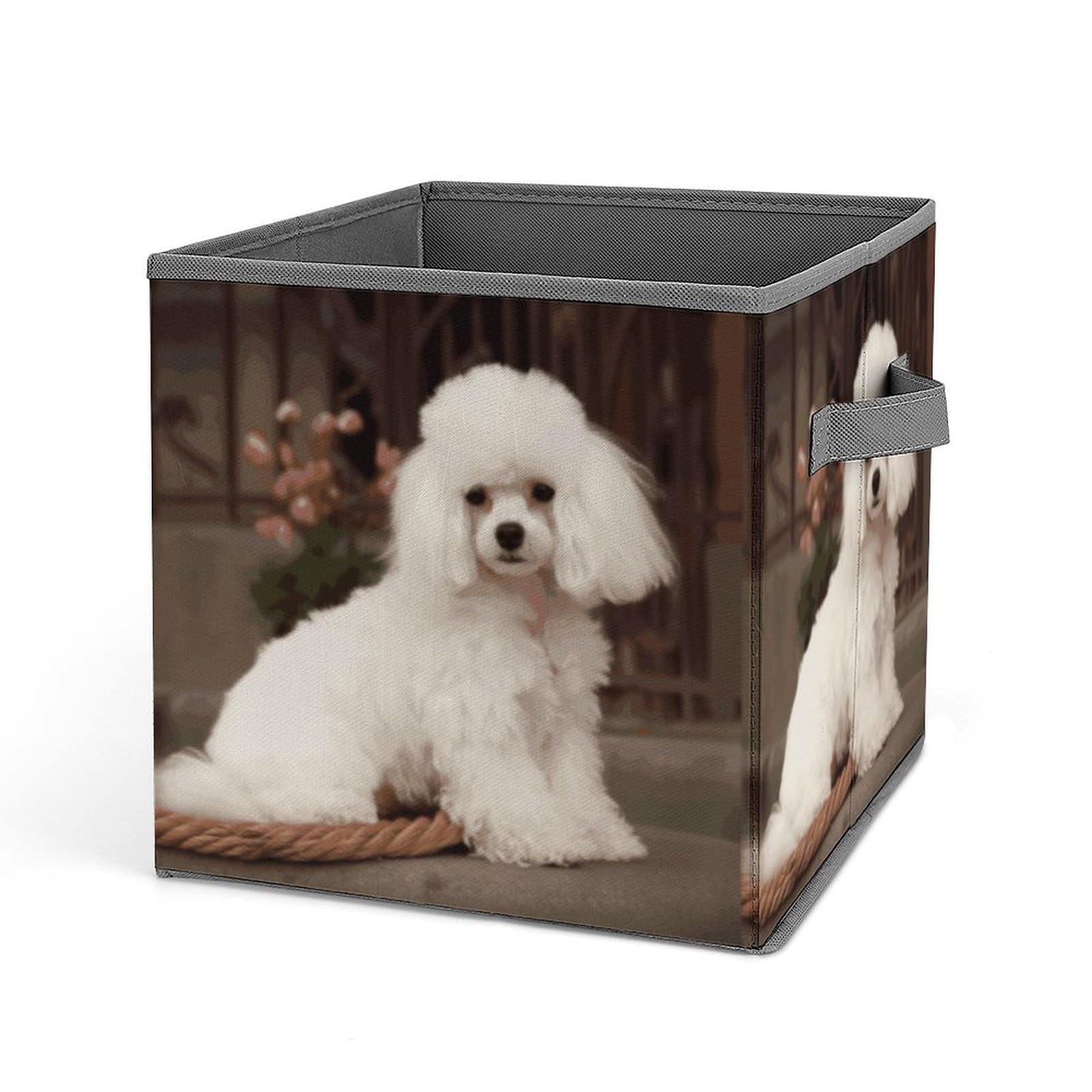 Collapsible Storage Bins with Handles - French Poodle Printed Organizing Baskets for Home, Office, Closet & Toy Storage - Space Saving Foldable Container Bin