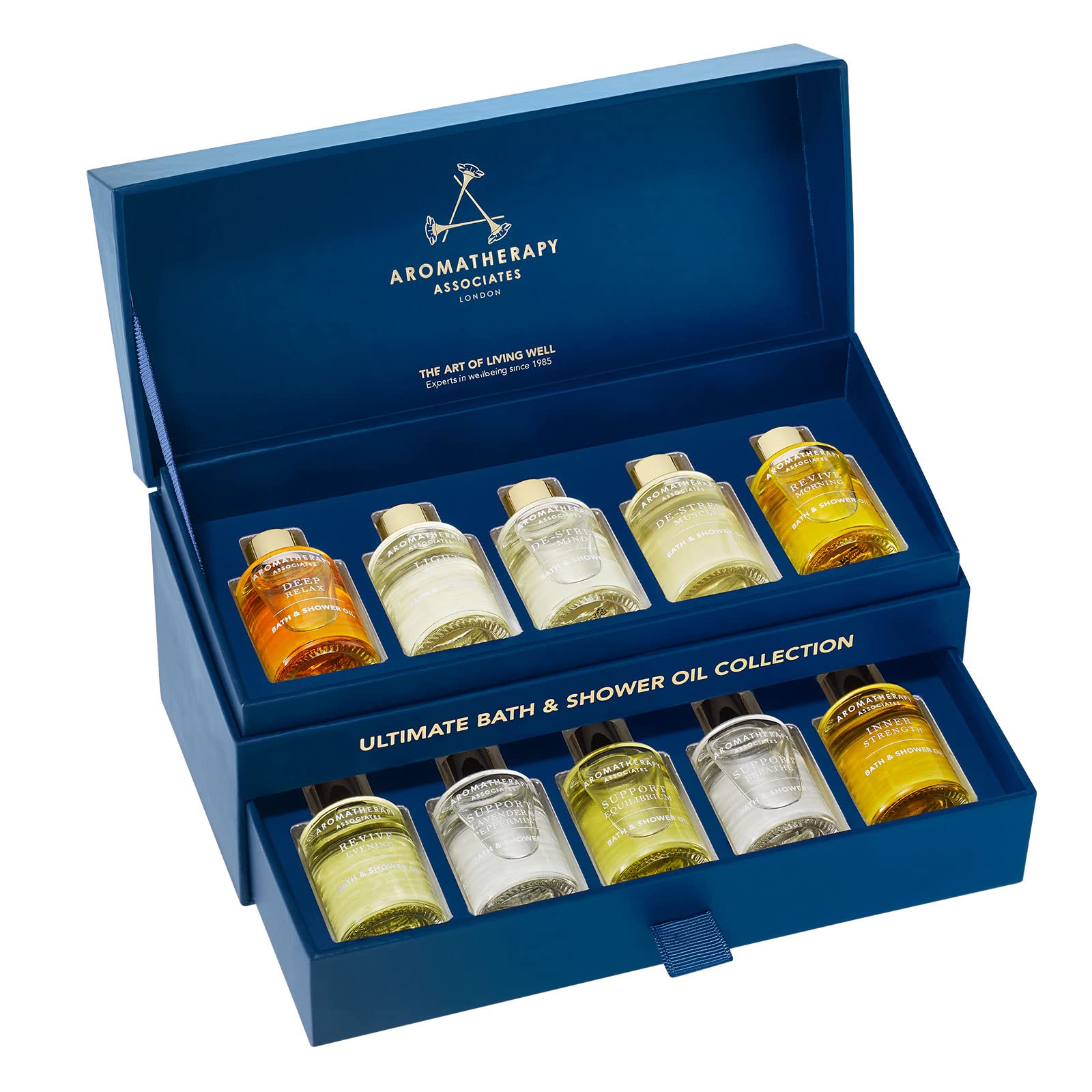 **Aromatherapy Associates Essential Oil Blends for Dry Skin - Hydrating Body Oil for Men & Women, Luxury Shower Oil for Daily Aromatherapy Bath & Body Care, 10 Pack (0.30 fl oz Each) - Perfect for Relaxation, Spa Nights & Gift Giving**