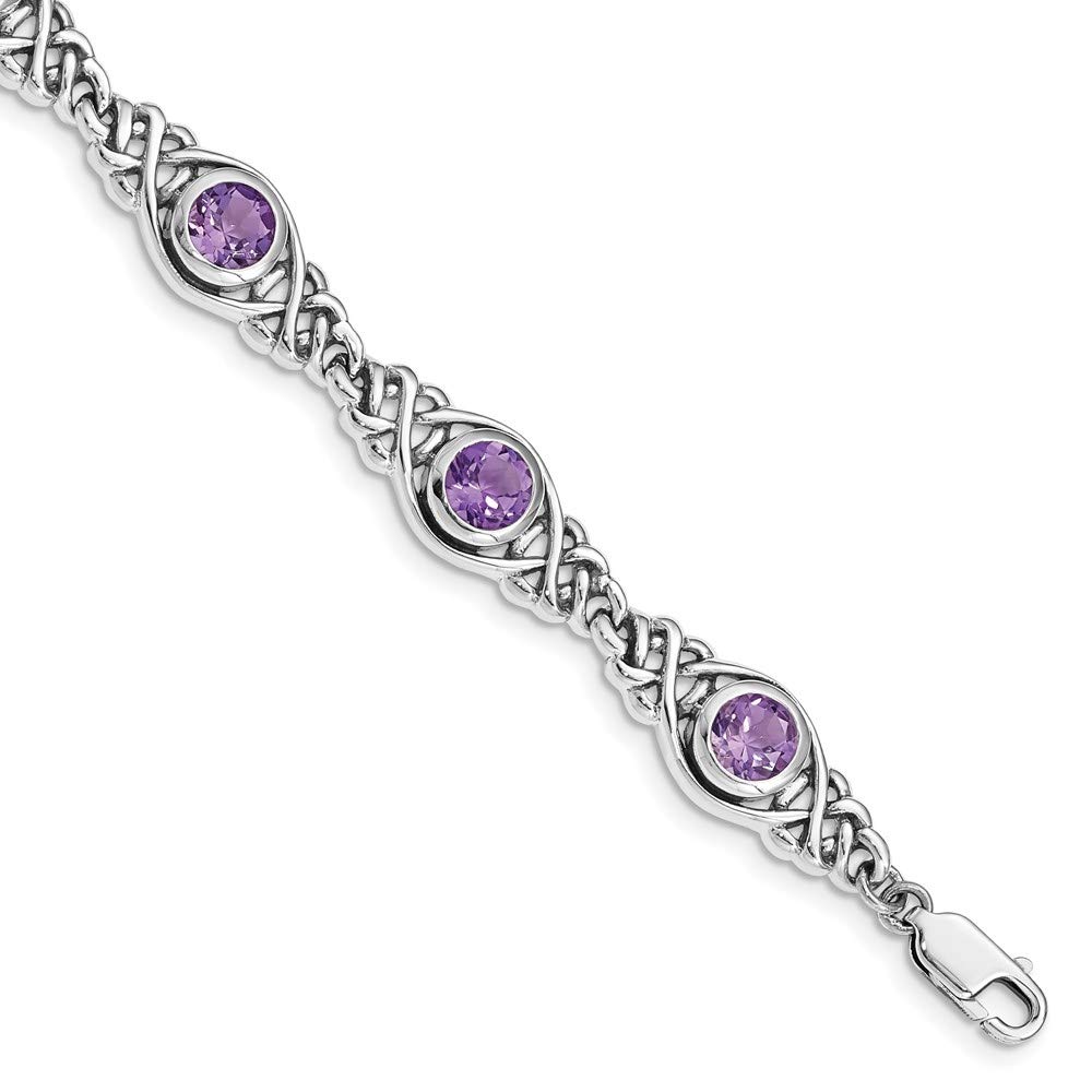 925 Sterling Silver Amethyst Bracelet for Women | Elegant Fine Jewelry Gift for Her | 7.25