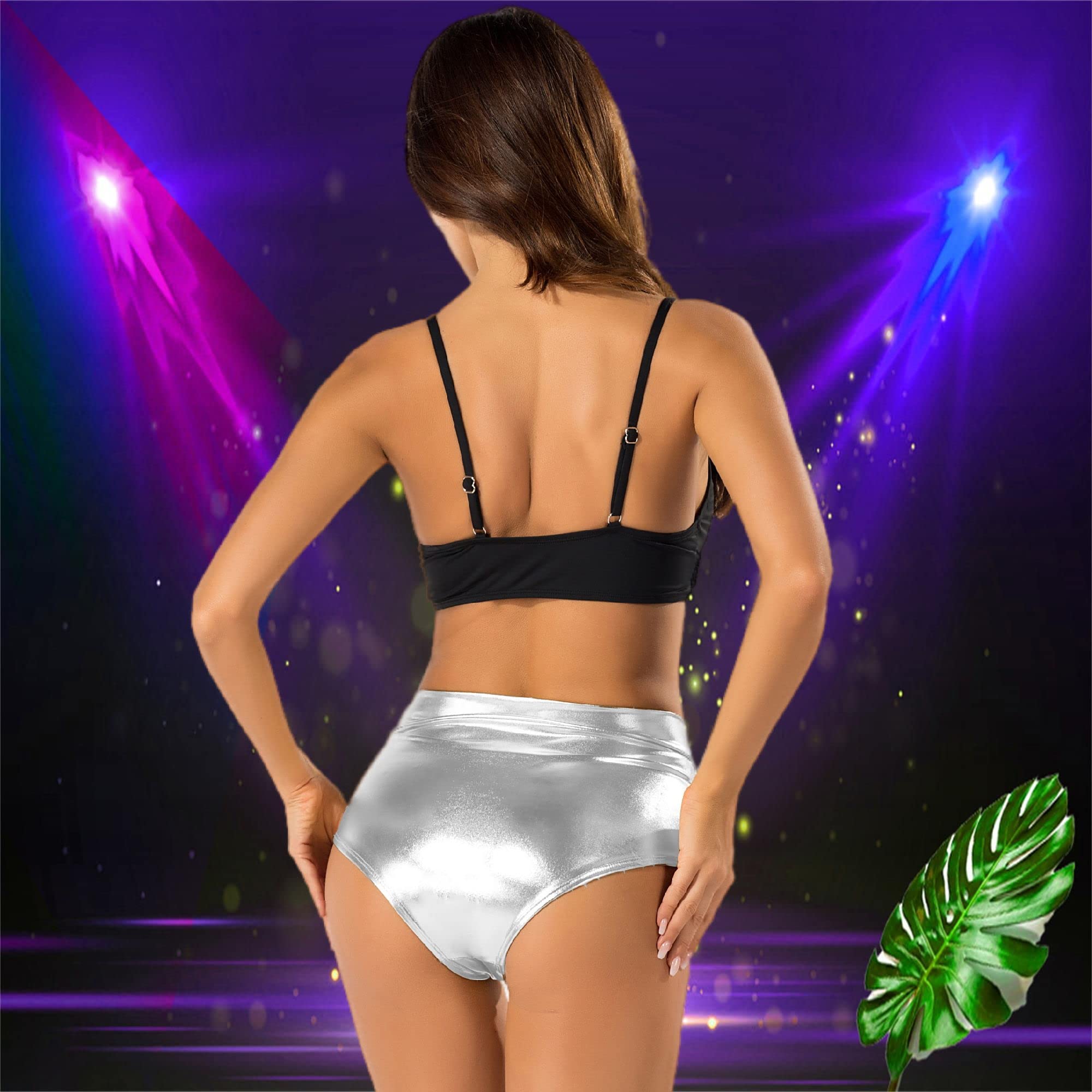 Shiny Metallic Rave Booty Shorts for Women - Sexy High Waist Hot Pants Dance Bottoms for Club, Festival & Cosplay