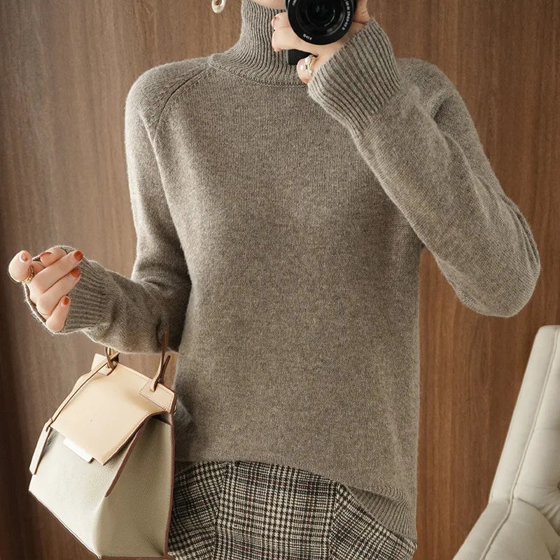 Women's Casual Turtleneck Long Sleeve Sweater - Soft Knit Pullover for Fall & Winter - Perfect for Office, Dating & Weekend Outfits