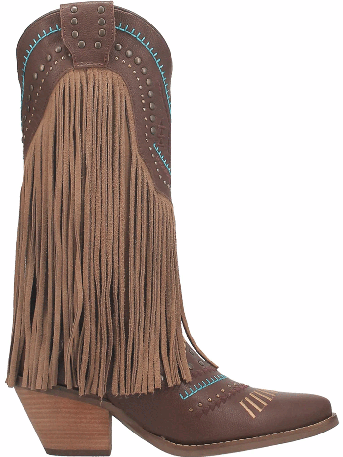 Dingo DI737 Women's Gypsy Leather Boots - Brown Cowboy Boots for Western Fashion & Country Dancing