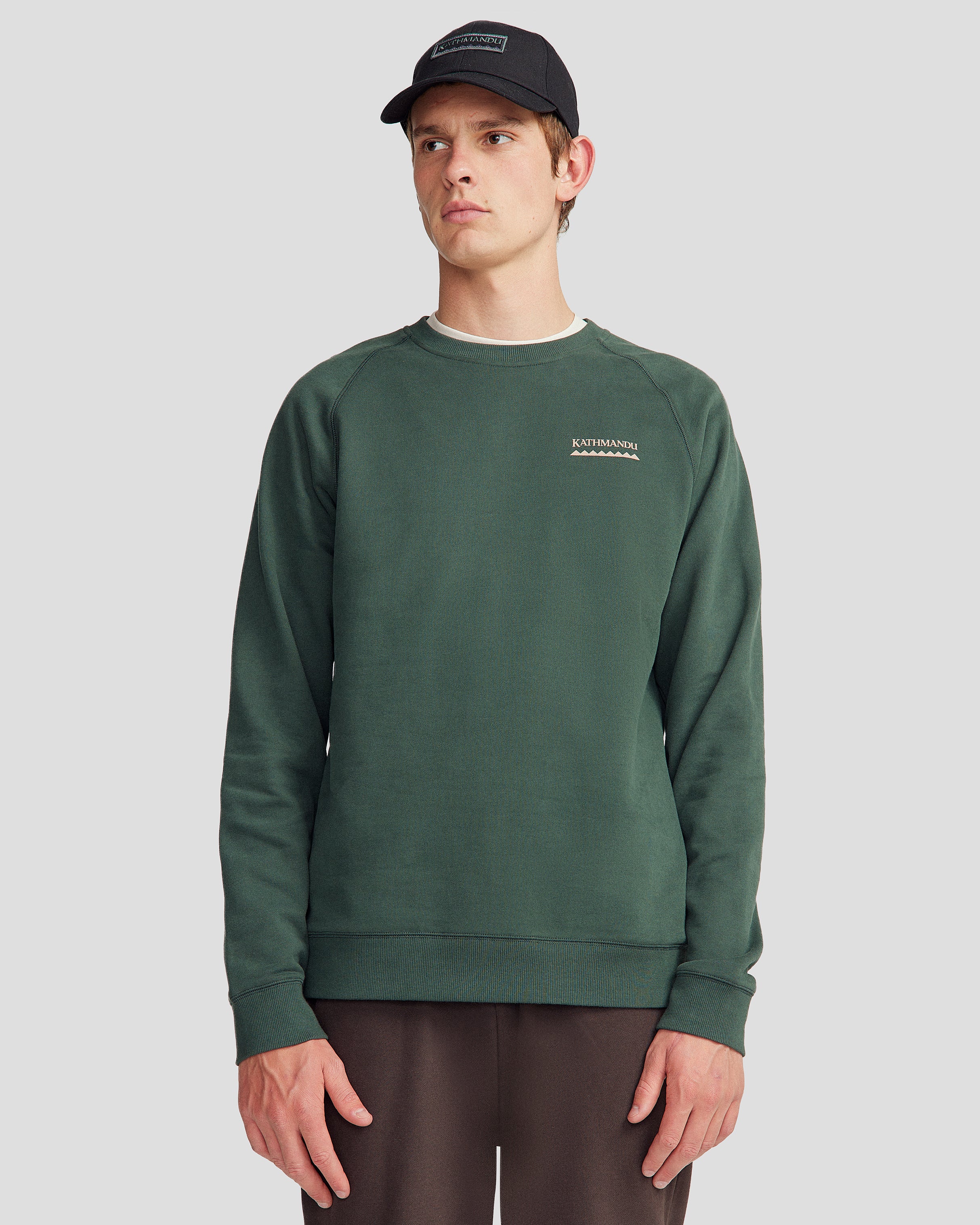 Heritage Logo Brushed Crew Neck Sweatshirt for Men - Deep Forest Green - Comfortable Casual Wear for Everyday & Outdoor Activities