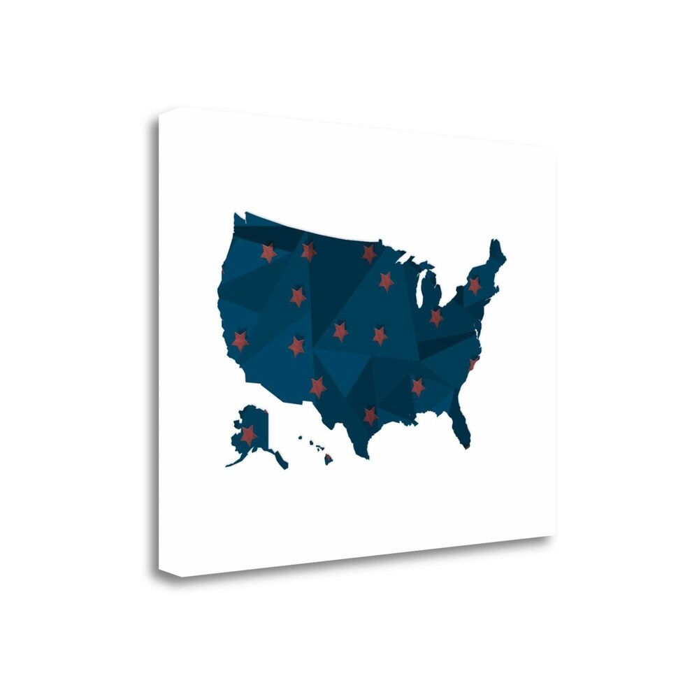 America Blue Red Stars by Tara Moss - Fine Art Giclee Print on Gallery Wrap Canvas, Ready to Hang Wall Decor for Living Room, Bedroom, Office