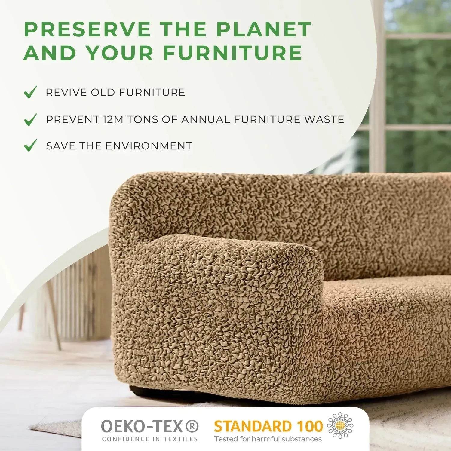 Ottoman Slipcover Medium Size - Premium Fuco Cotton Collection | Perfect for Living Room, Bedroom & Home Decor