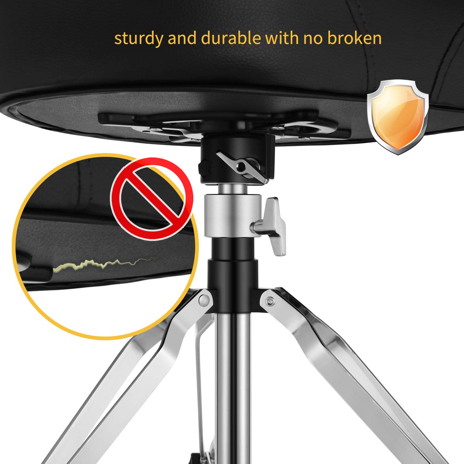 Donner Heavy Duty Drum Throne - Motorcycle Style Drum Stool with Widened Seat & Upgraded Materials - Height Adjustable Padded Drum Chair with Double Bracing - Perfect for Drummers, Musicians, and Live Performances