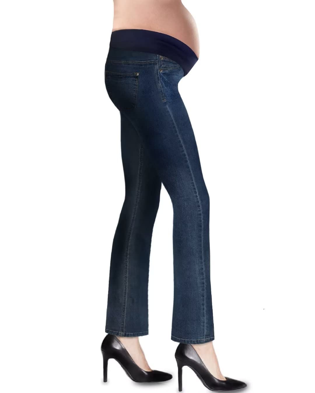 Hybrid & Company Super Comfy Stretch Women's Maternity Bootcut Jeans with Real Pockets - Perfect for Pregnancy Comfort & Everyday Wear