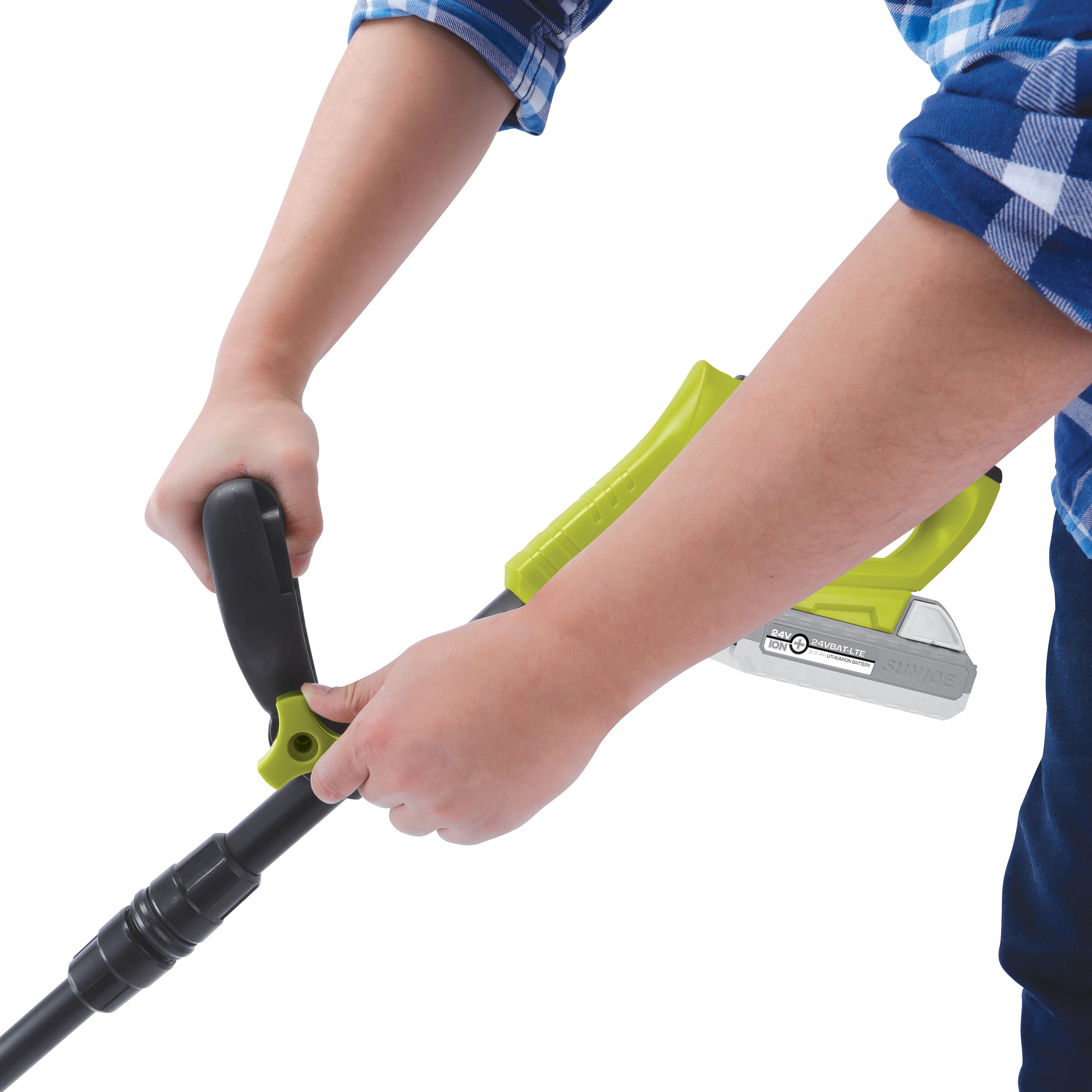 Sun Joe TJW24C 24V Cordless Telescoping Weeder & Cultivator Kit with 2.0Ah Battery & Charger - Perfect for Lawn Care, Garden Weeding, and Soil Cultivation