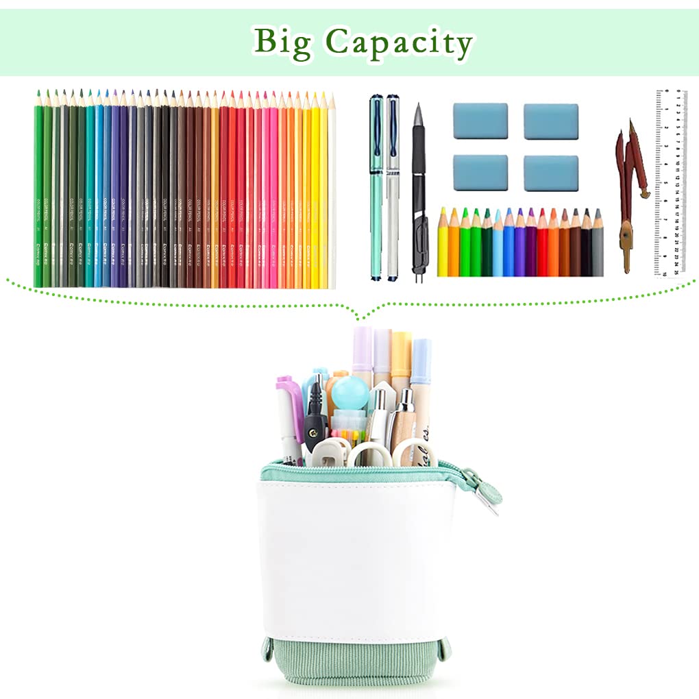 Oyachic Expandable Standing Pencil Case - Telescopic Pen Holder & Cosmetic Organizer for Women | Cute Makeup Pouch, School Supplies, Office Desk Accessories | Perfect for Students, Artists & Professionals
