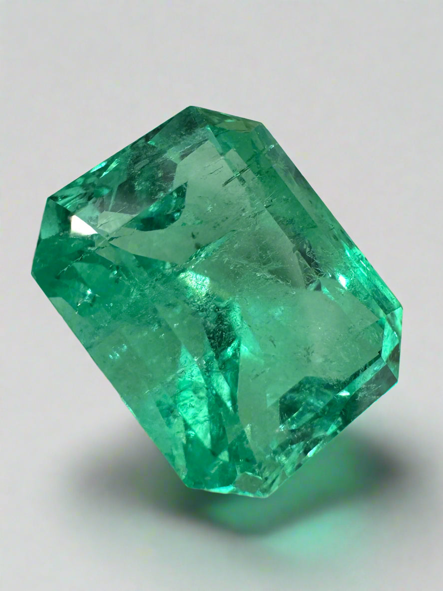 9.51 Carat 14x11mm Genuine Colombian Emerald - Vivid Green Emerald Cut Loose Gemstone for Jewelry Making, Engagement Rings & Luxury Gifts