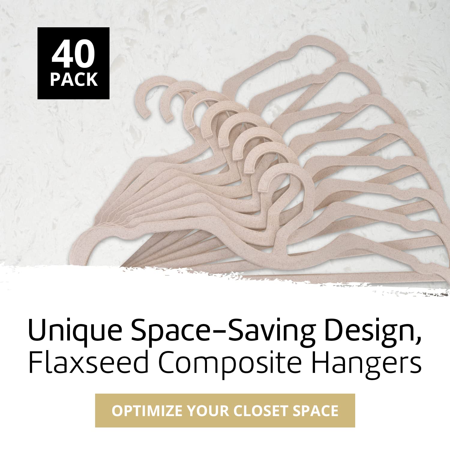 Higher Hangers BioHangers - 120 Pack Eco-Friendly Flaxseed Clothes Hangers | Space Saving Closet Organizer for Dorms, RV, Travel & Home | 17