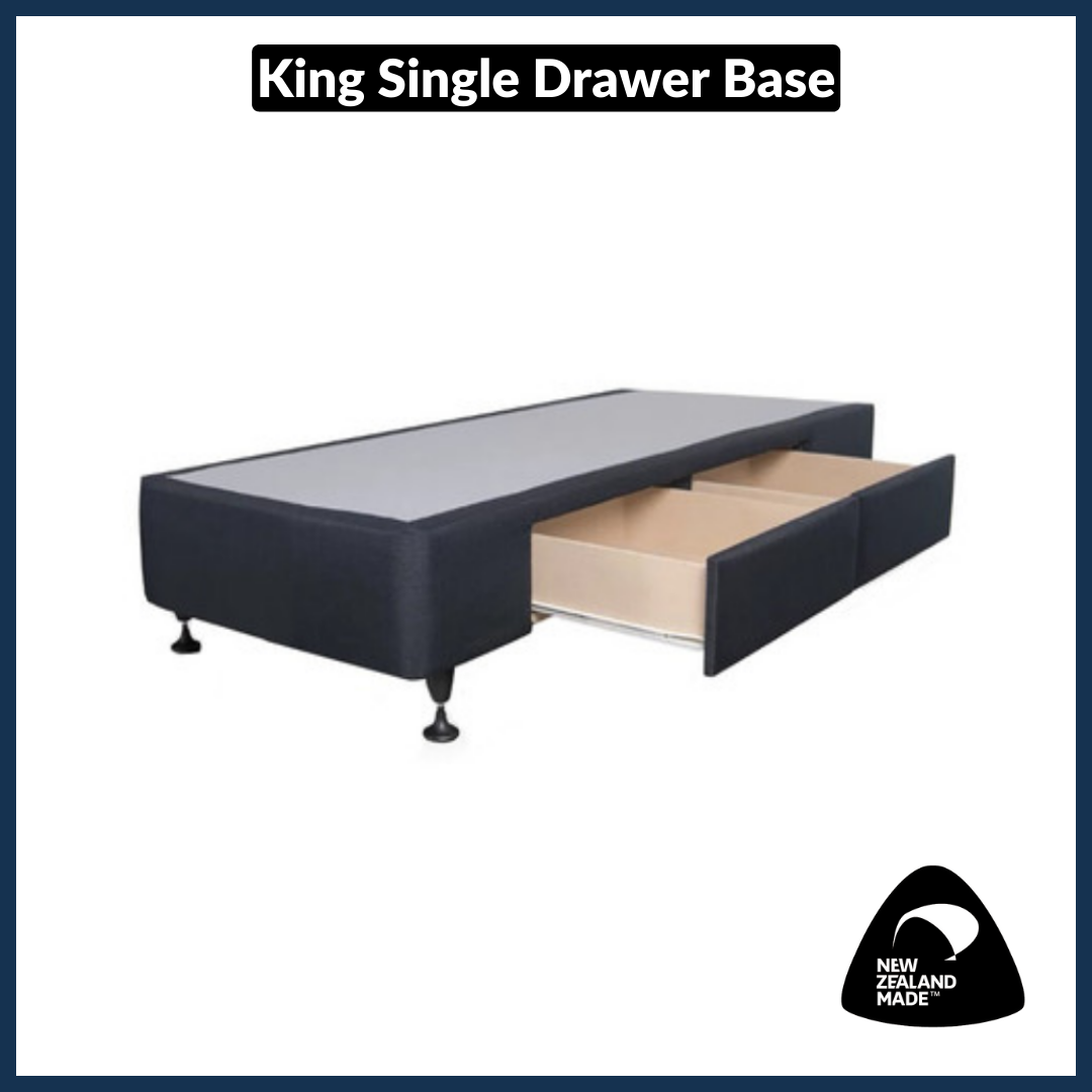King Single Drawer Bed Base - NZ Made, Sturdy & Space-Saving Underbed Storage Solution for Small Bedrooms & Guest Rooms