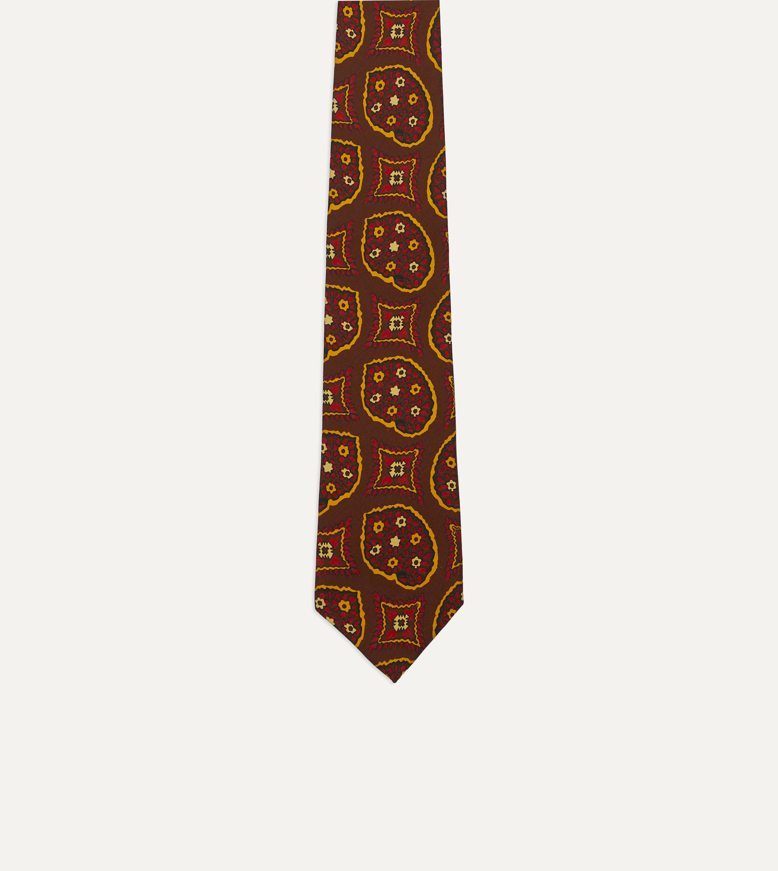 Premium Brown Exploded Paisley Print Silk Self-Tipped Necktie for Men - Perfect for Weddings, Business Meetings & Formal Occasions