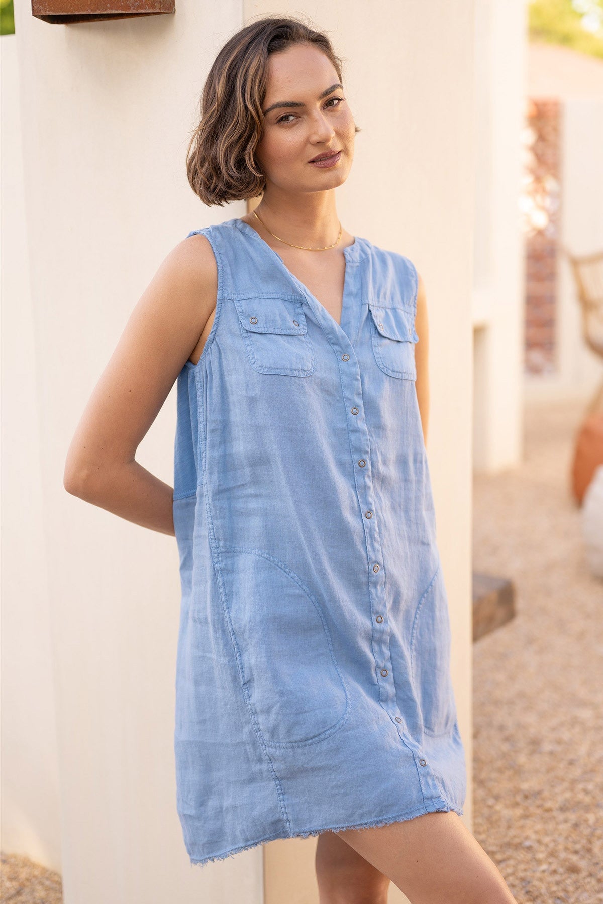 Catava Women's Linen Jersey Tank Dress - Soft Breathable Summer Casual Sleeveless Dress for Beach, Vacation and Everyday Wear