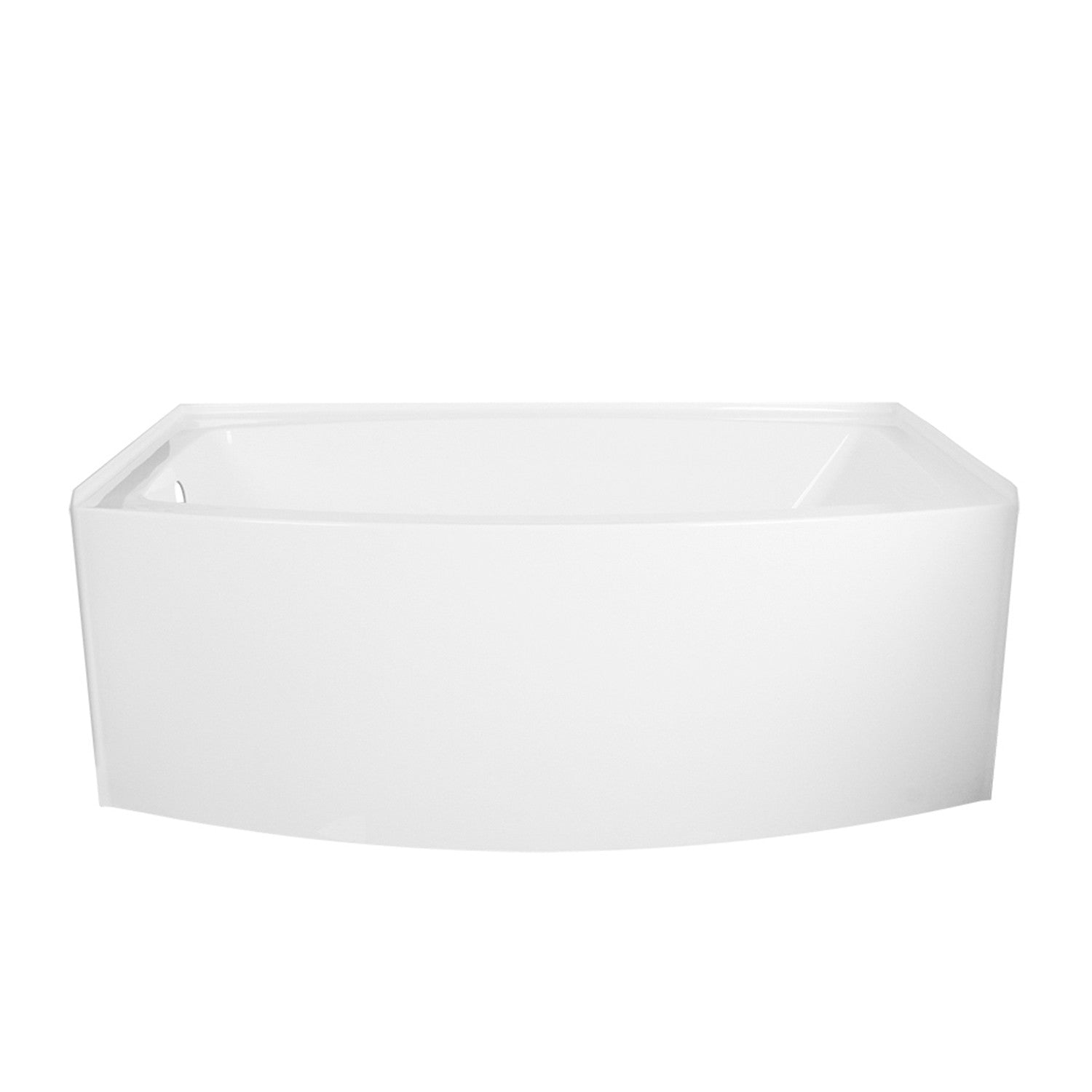 Aqua Eden 66-Inch Acrylic Curved Rectangular Apron 3-Wall Alcove Bathtub - Left Hand Drain, Glossy White - Perfect for Small Bathrooms & Modern Home Spa Experience