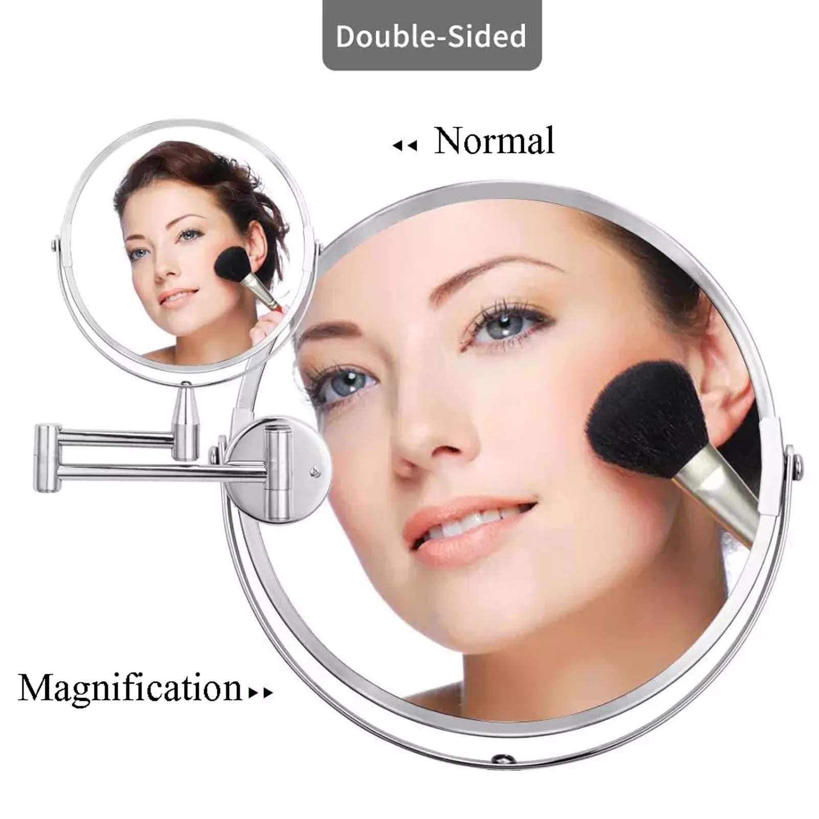 LADYG Wall Mounted Makeup Mirror with 3X/5X/7X/10X Magnification - 360° Swivel Extendable Cosmetic Vanity Mirror for Bathroom & Shaving - Round Chrome Nickel Finish (3X Magnification) - Perfect for Makeup Application, Grooming & Skincare Routines